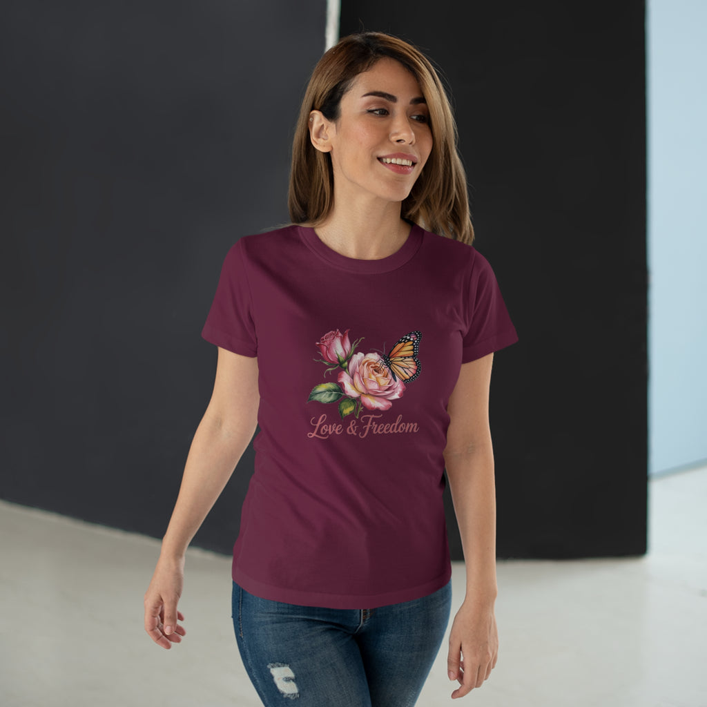 Love & Freedom Floral T-Shirt — Butterfly Rose Women's Tee