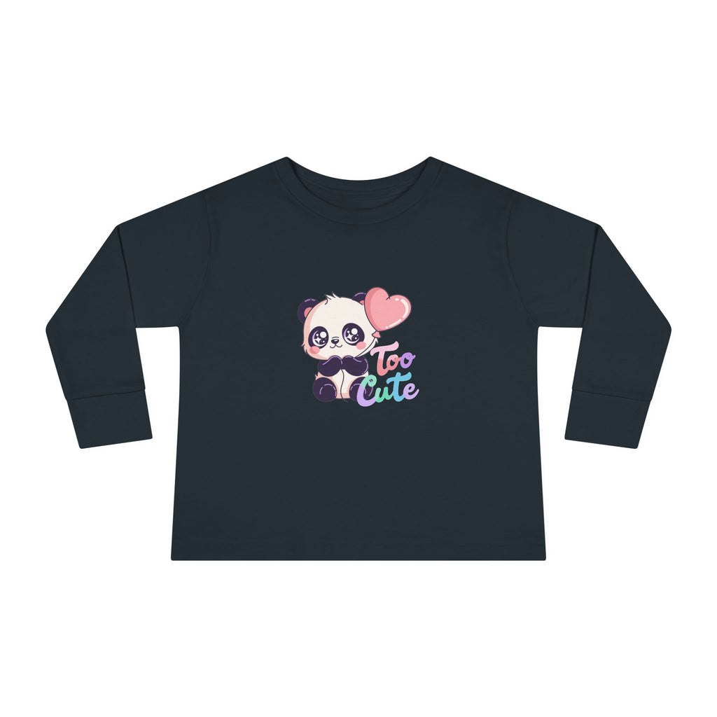 Toddler Tee — "Too Cute" Panda Heart Long-Sleeve