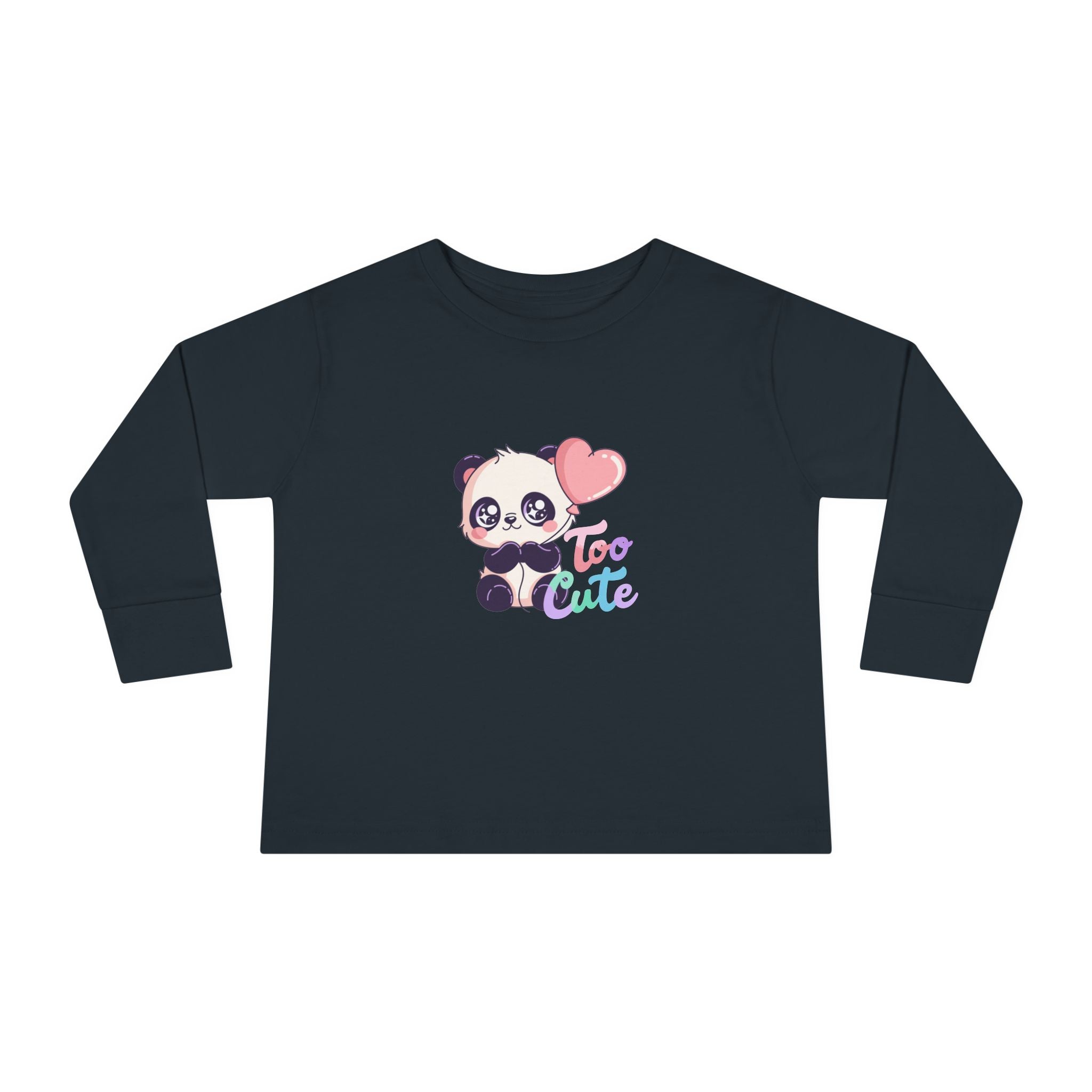 Toddler Tee — "Too Cute" Panda Heart Long-Sleeve