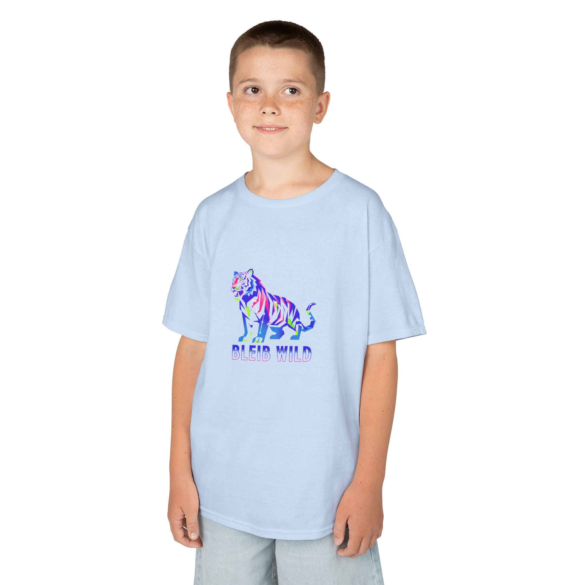 Ýouth Kids Tee — Colorful Tiger "Bleed Wild" Graphic