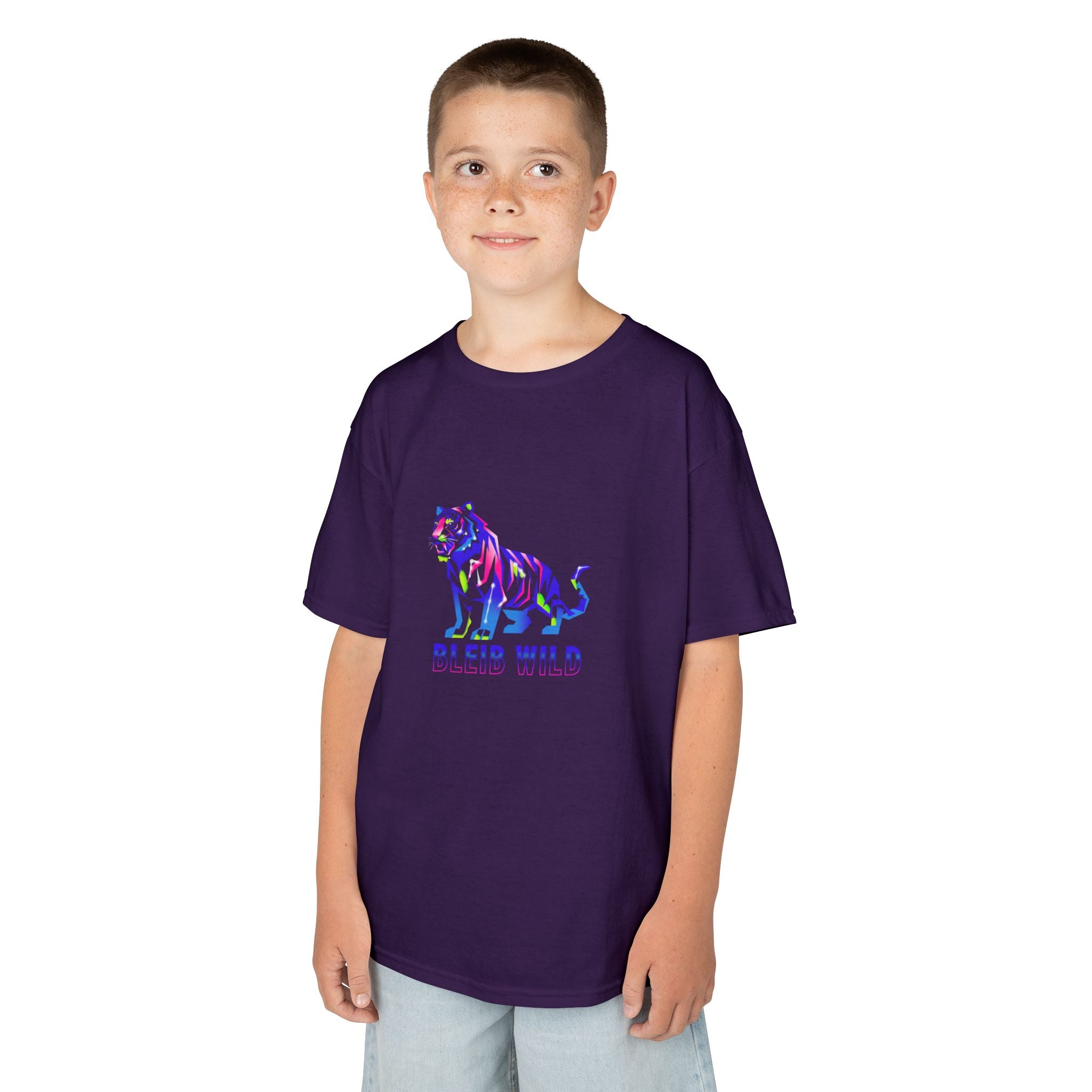 Ýouth Kids Tee — Colorful Tiger "Bleed Wild" Graphic