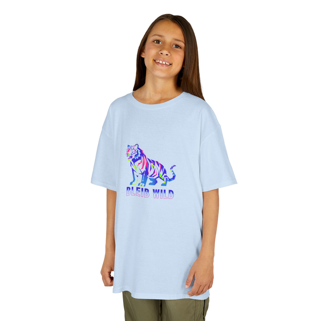 Ýouth Kids Tee — Colorful Tiger "Bleed Wild" Graphic