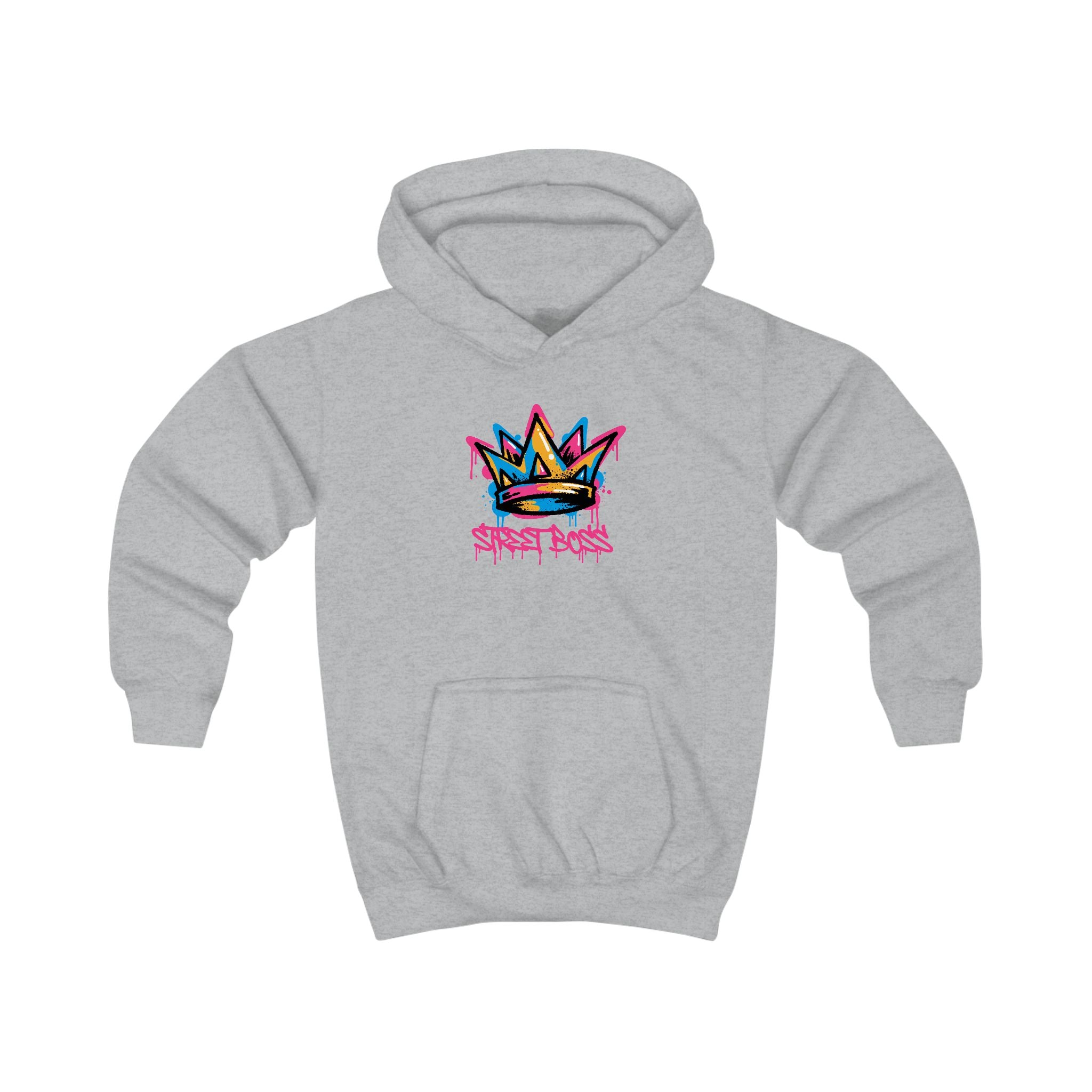 Kids Hoodie - "StreetBoss" Colorful Graffiti Crown