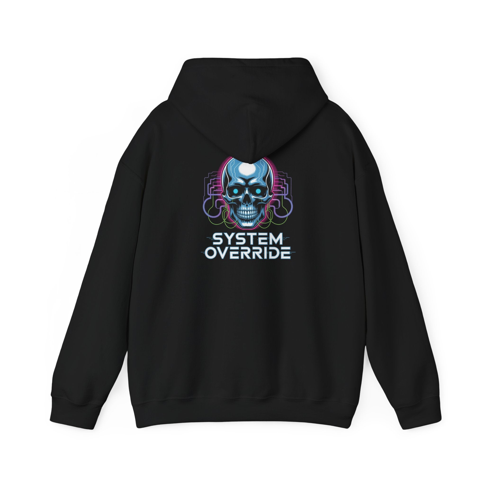 Cyber Skull Hoodie — "System Override" Retro Vaporwave Tech Skull Pullover