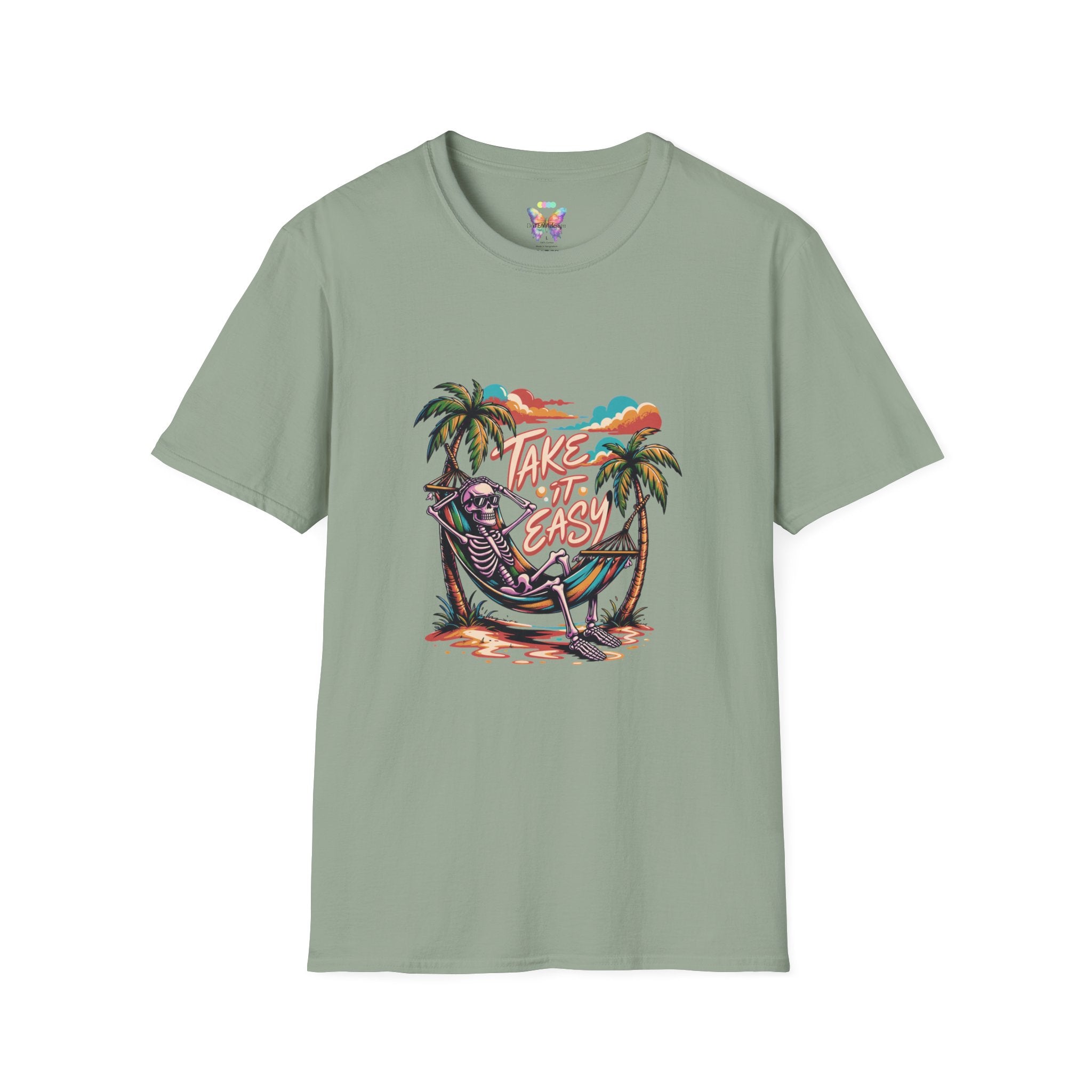 Take It Easy Beach T-Shirt — Hammock Palm Tree Vacation Tee