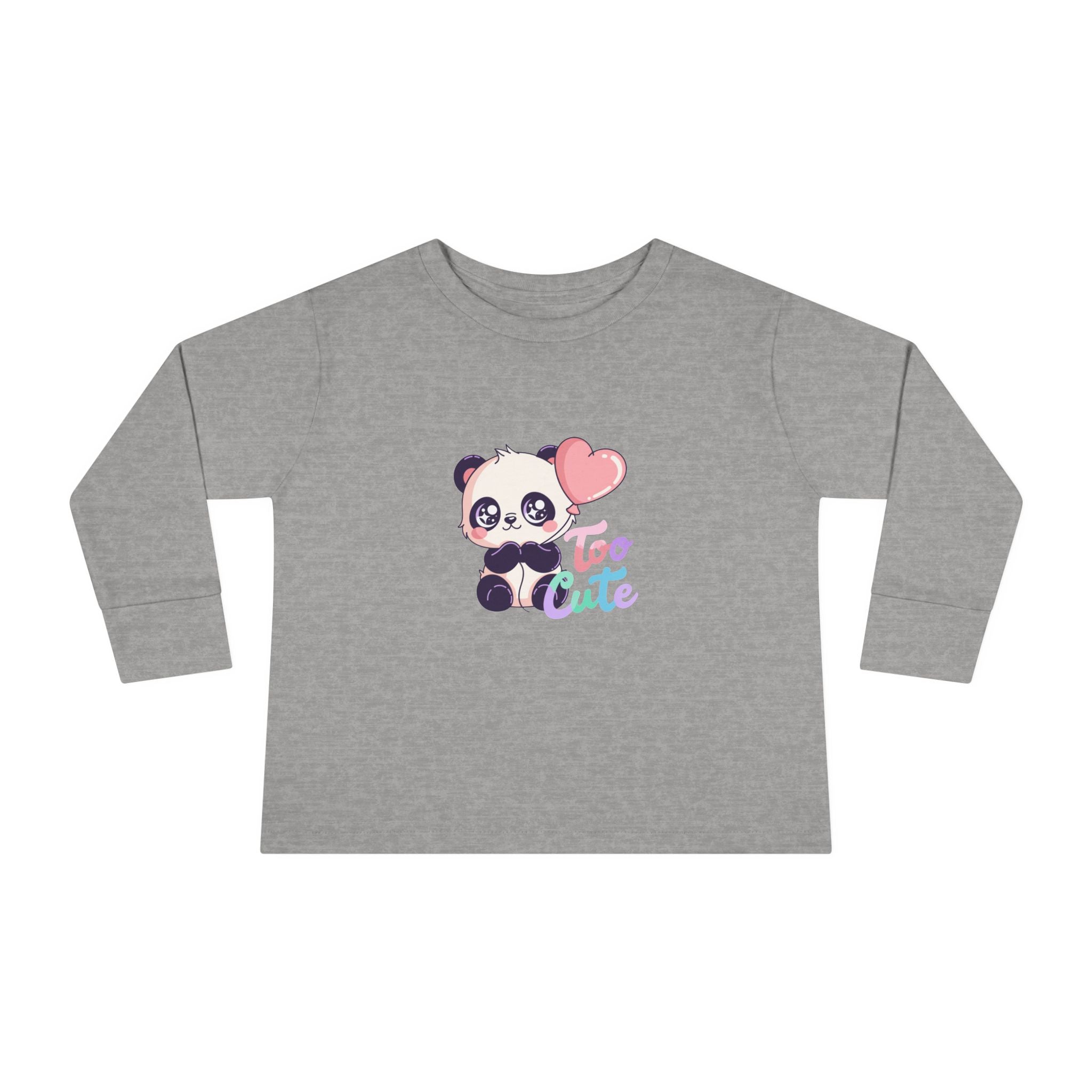 Toddler Tee — "Too Cute" Panda Heart Long-Sleeve