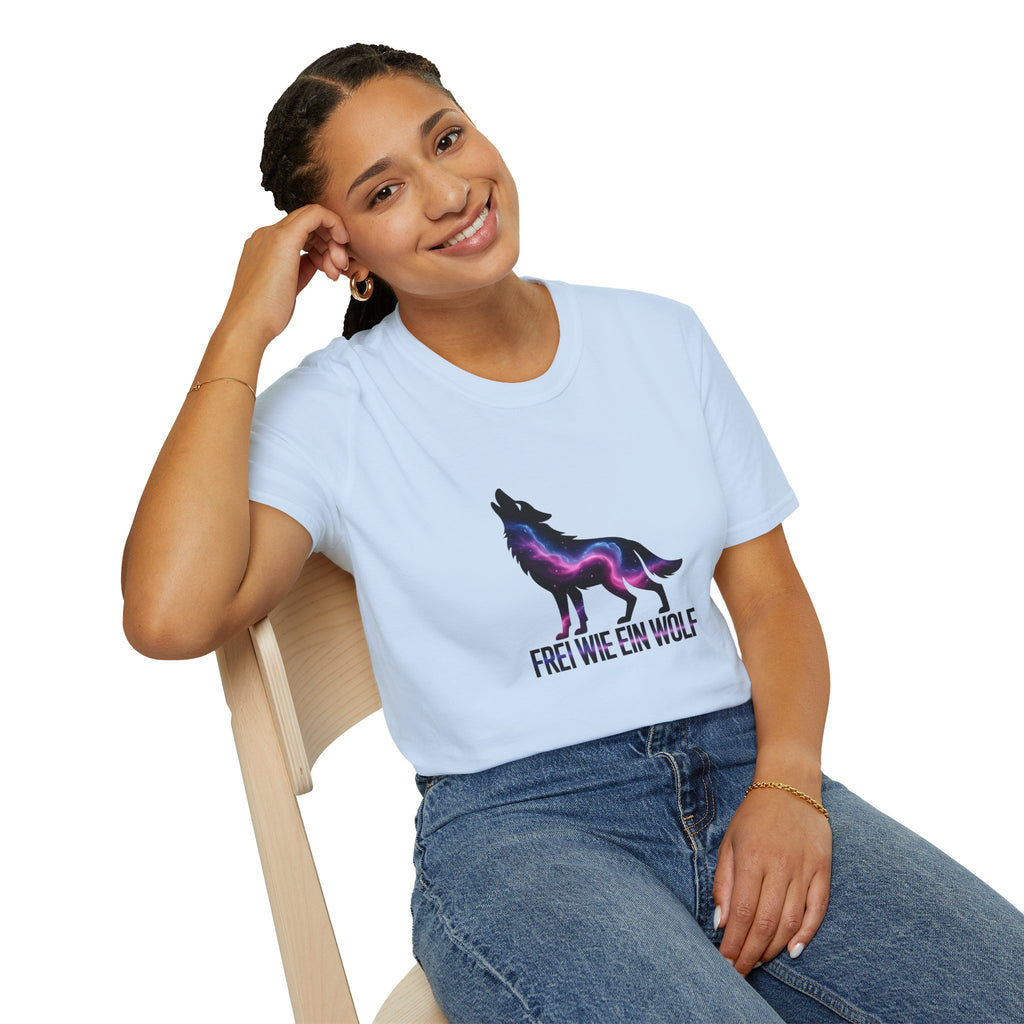 Wolf T-Shirt — 'Frei wie ein Wolf' Galaxy Silhouette Tee