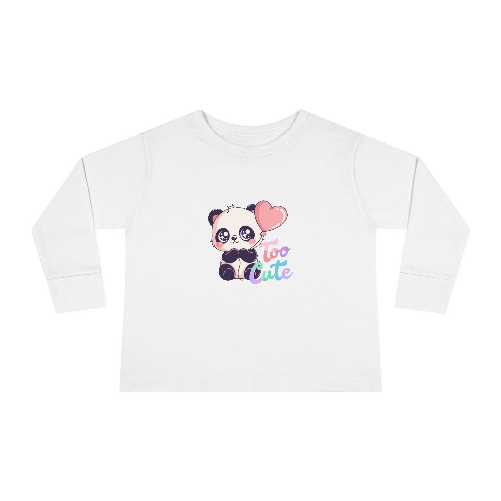 Toddler Tee — "Too Cute" Panda Heart Long-Sleeve