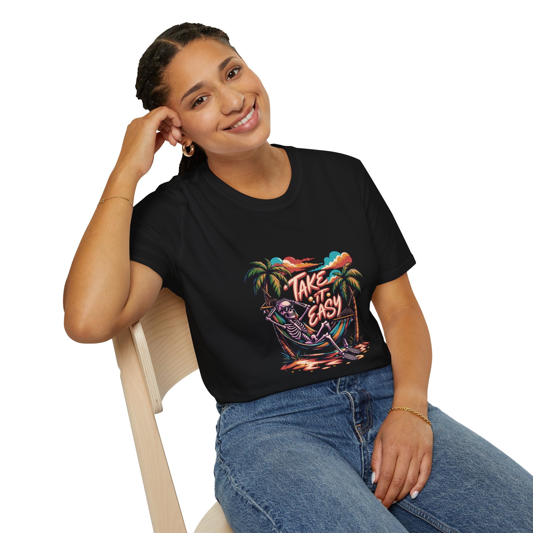 Take It Easy Beach T-Shirt — Hammock Palm Tree Vacation Tee