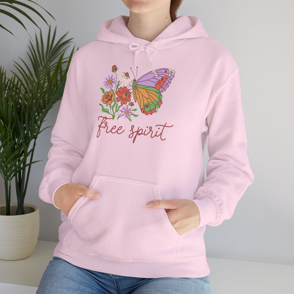 Free Spirit Butterfly Hoodie — Floral Boho Sweatshirt