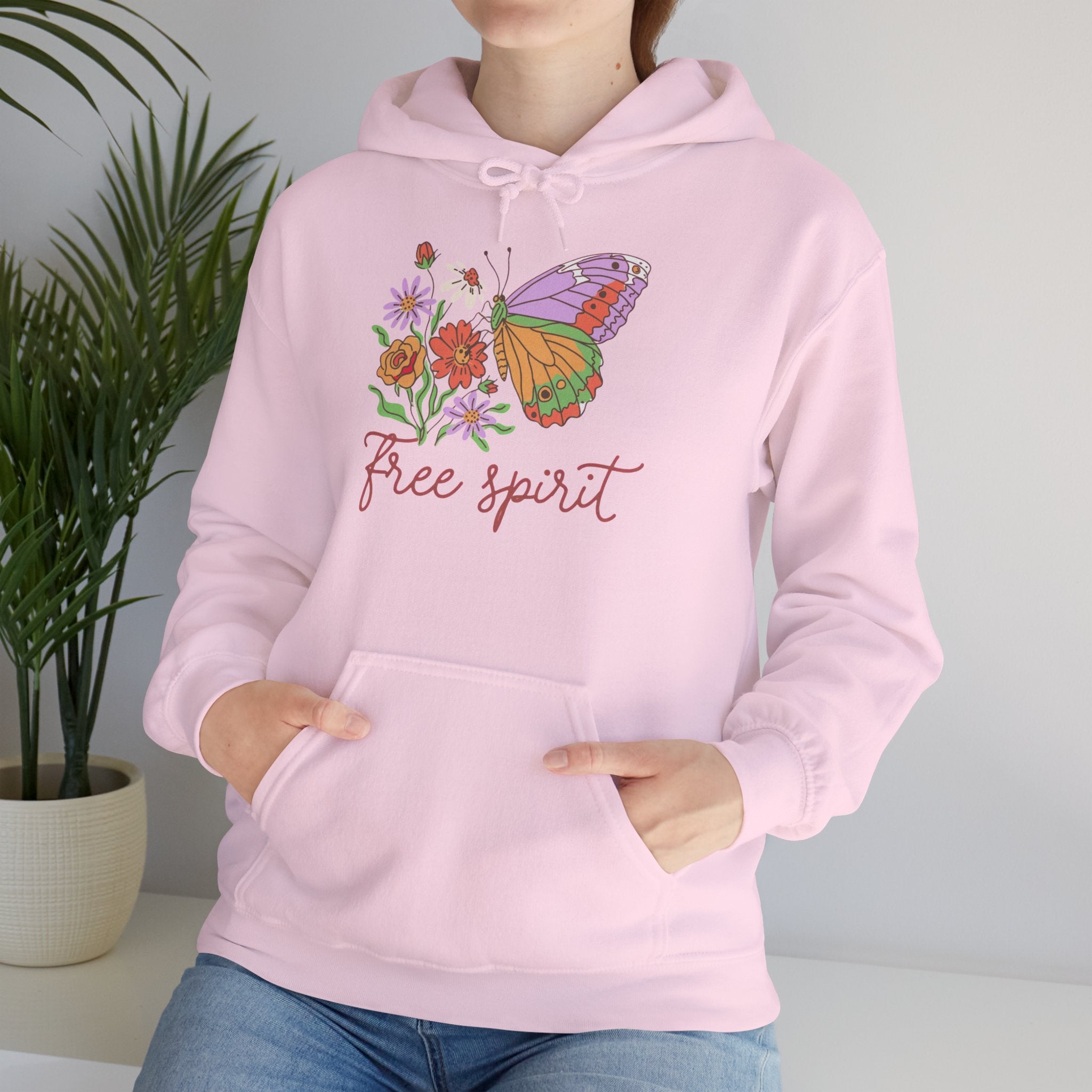 Free Spirit Butterfly Hoodie — Floral Boho Sweatshirt