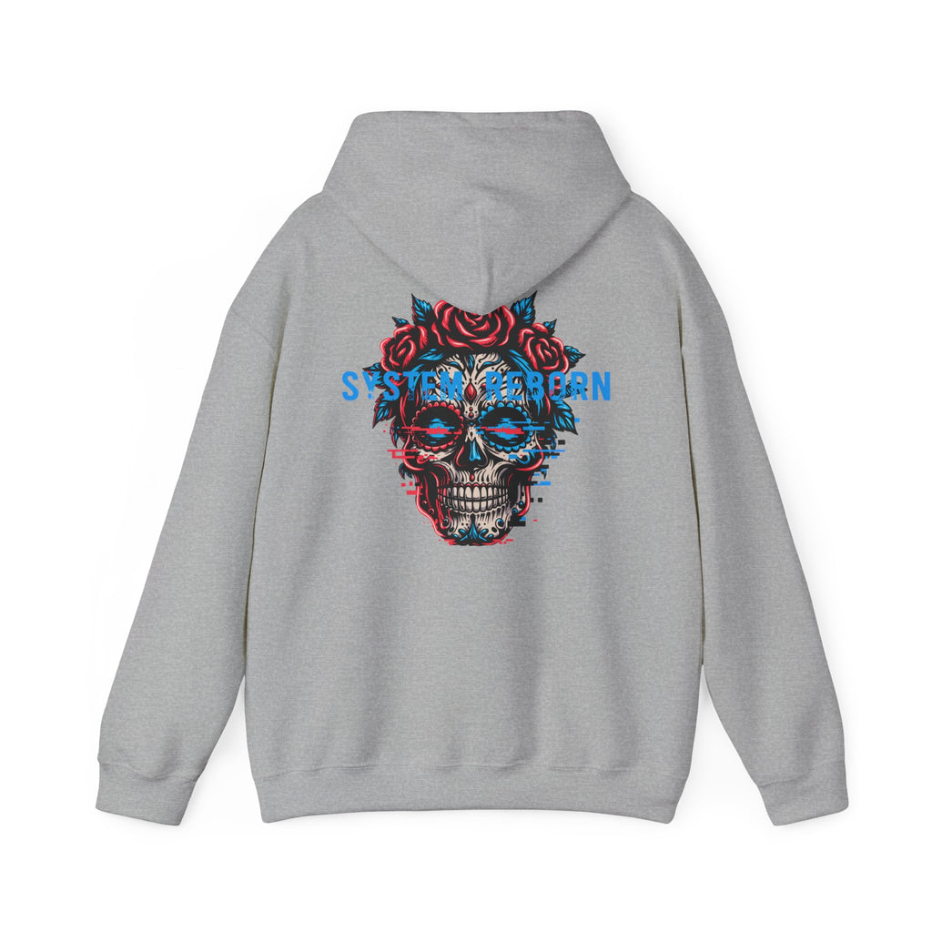 Skull & Roses Hoodie — 'System Reborn' Graphic Pullover