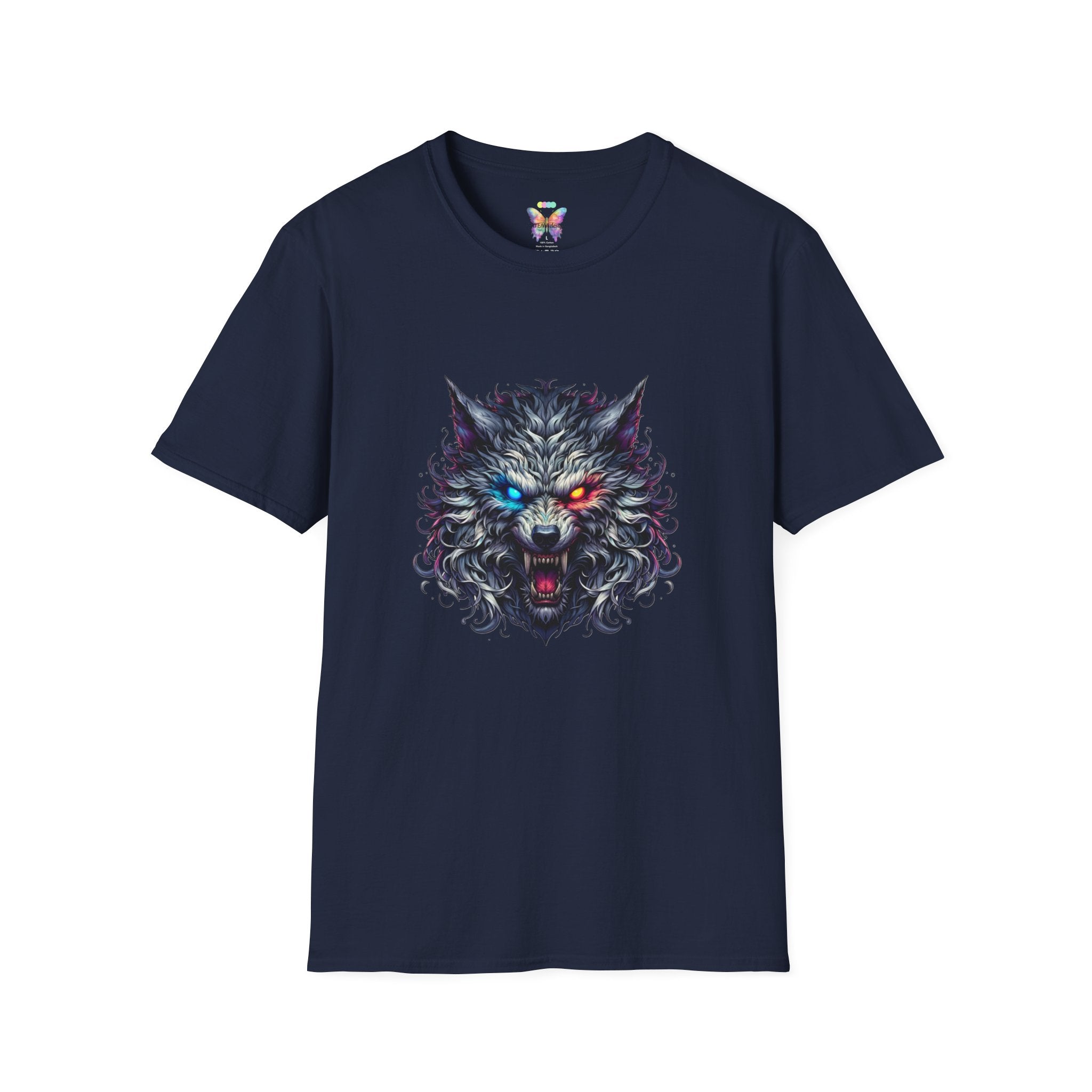 Wolf Head Graphic Tee — Neon Eyes Fierce Wolf T-Shirt