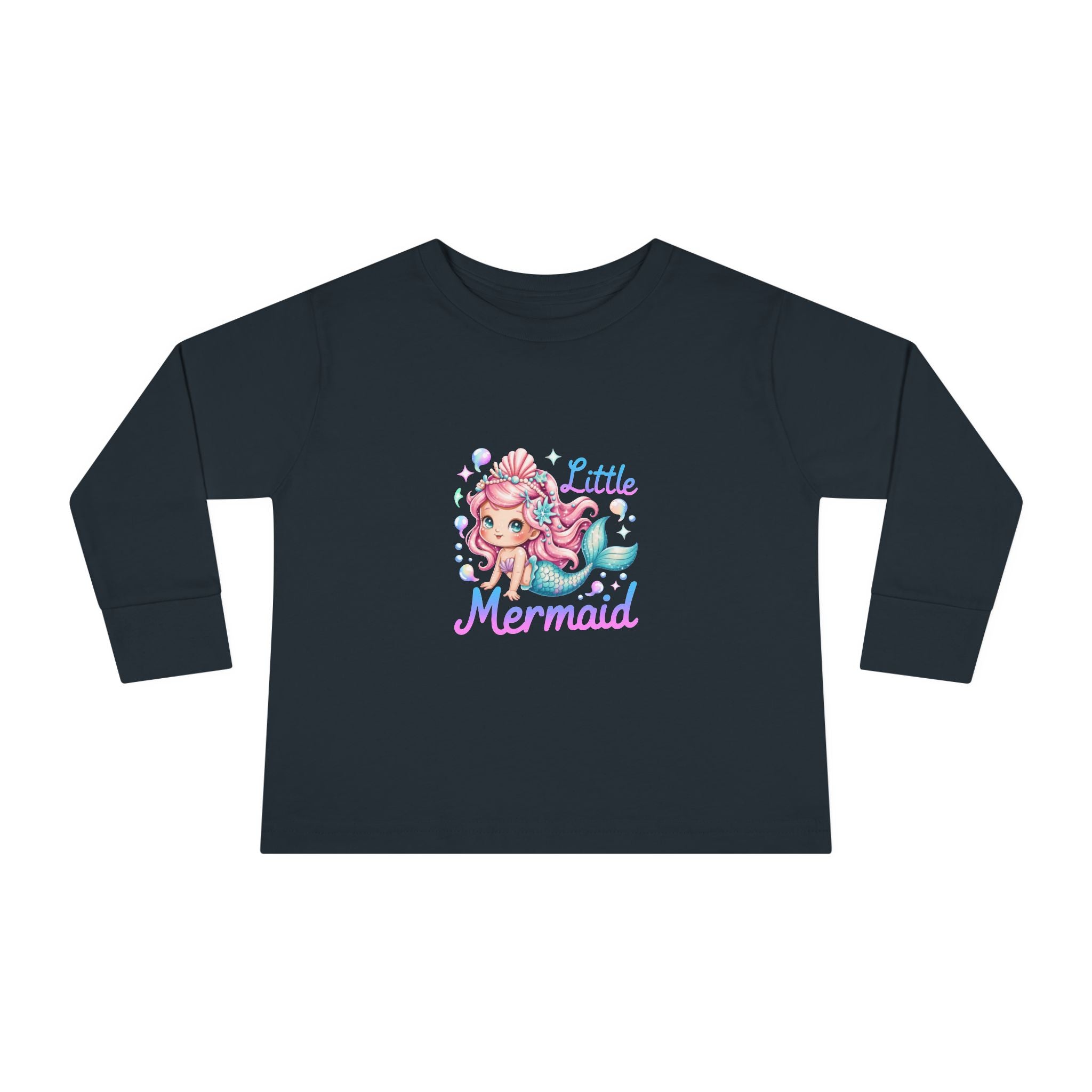 Little Mermaid Toddler Long Sleeve Tee — Cute Pink Mermaid Graphic