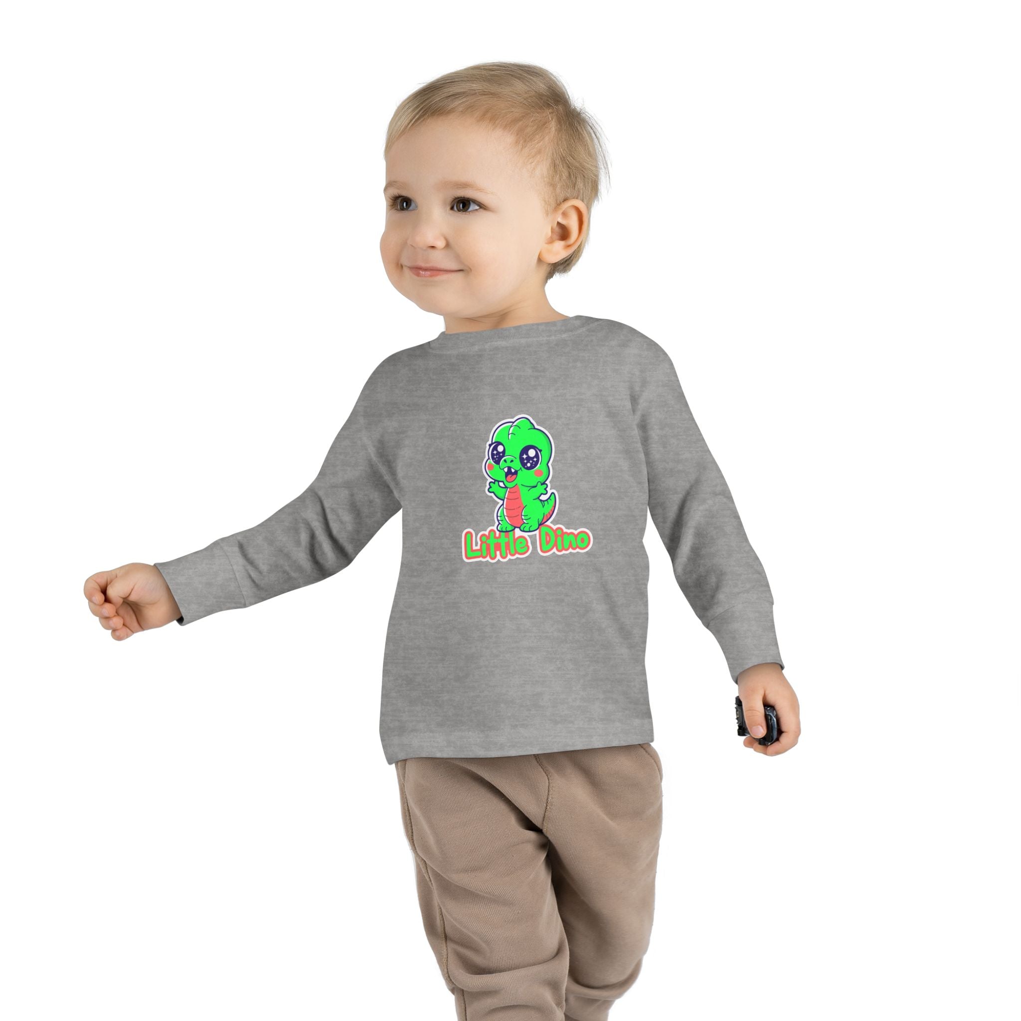 Toddler Tee — Cute Green “Little Dino” Graphic Long Sleeve