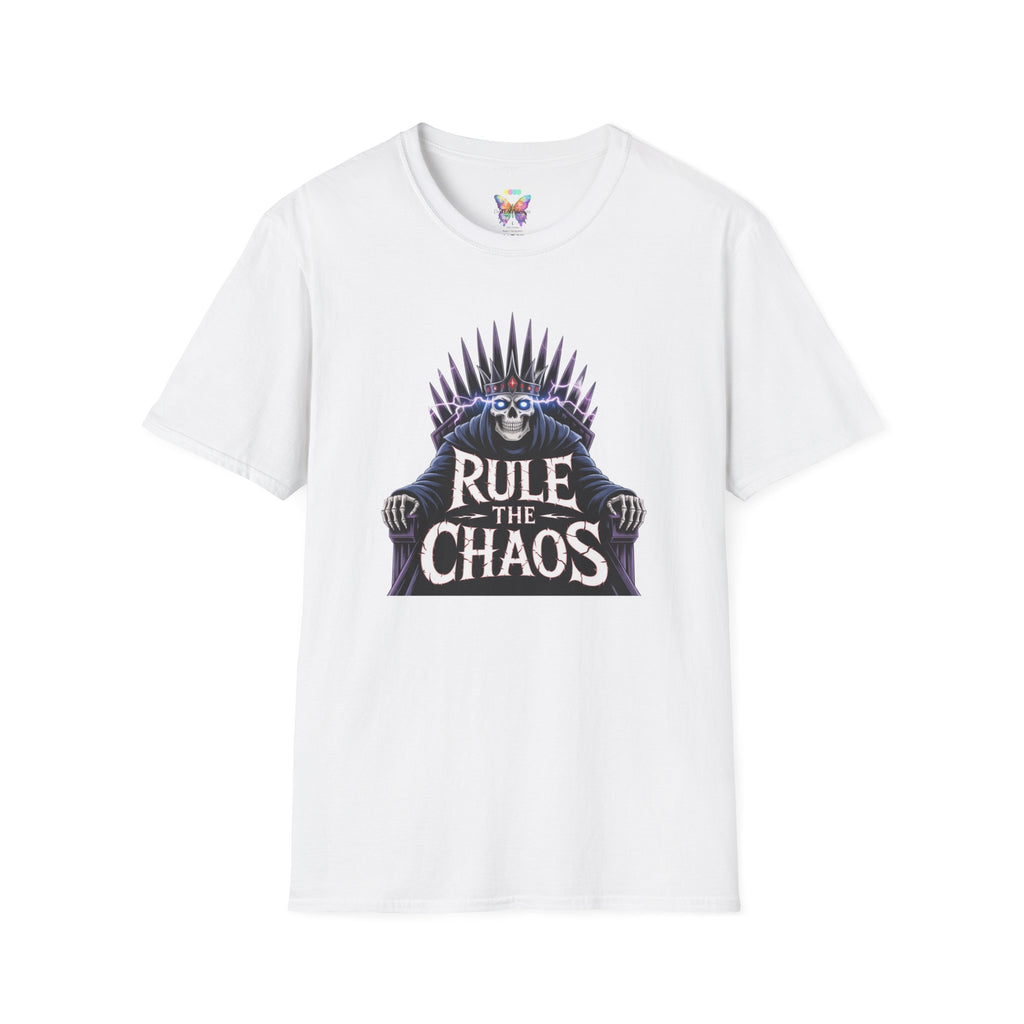 Rule the Chaos T-Shirt — Gothic Skull Throne Graphic Tee