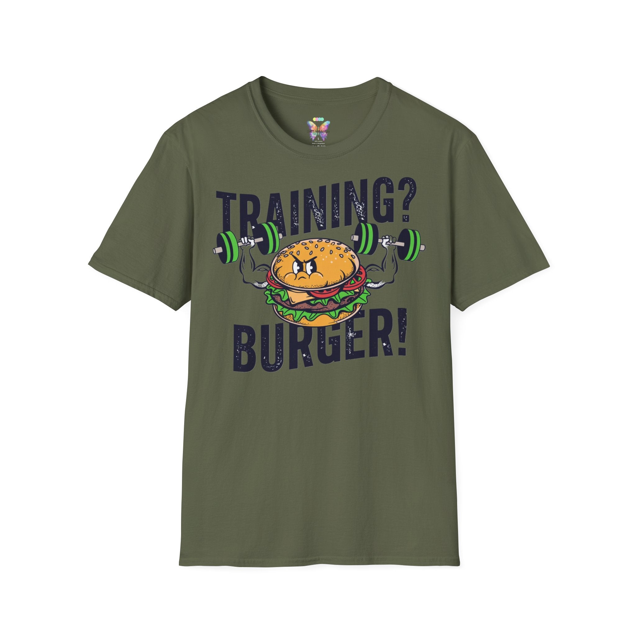 Training? Burger! T-Shirt — Funny Gym Burger Workout Tee