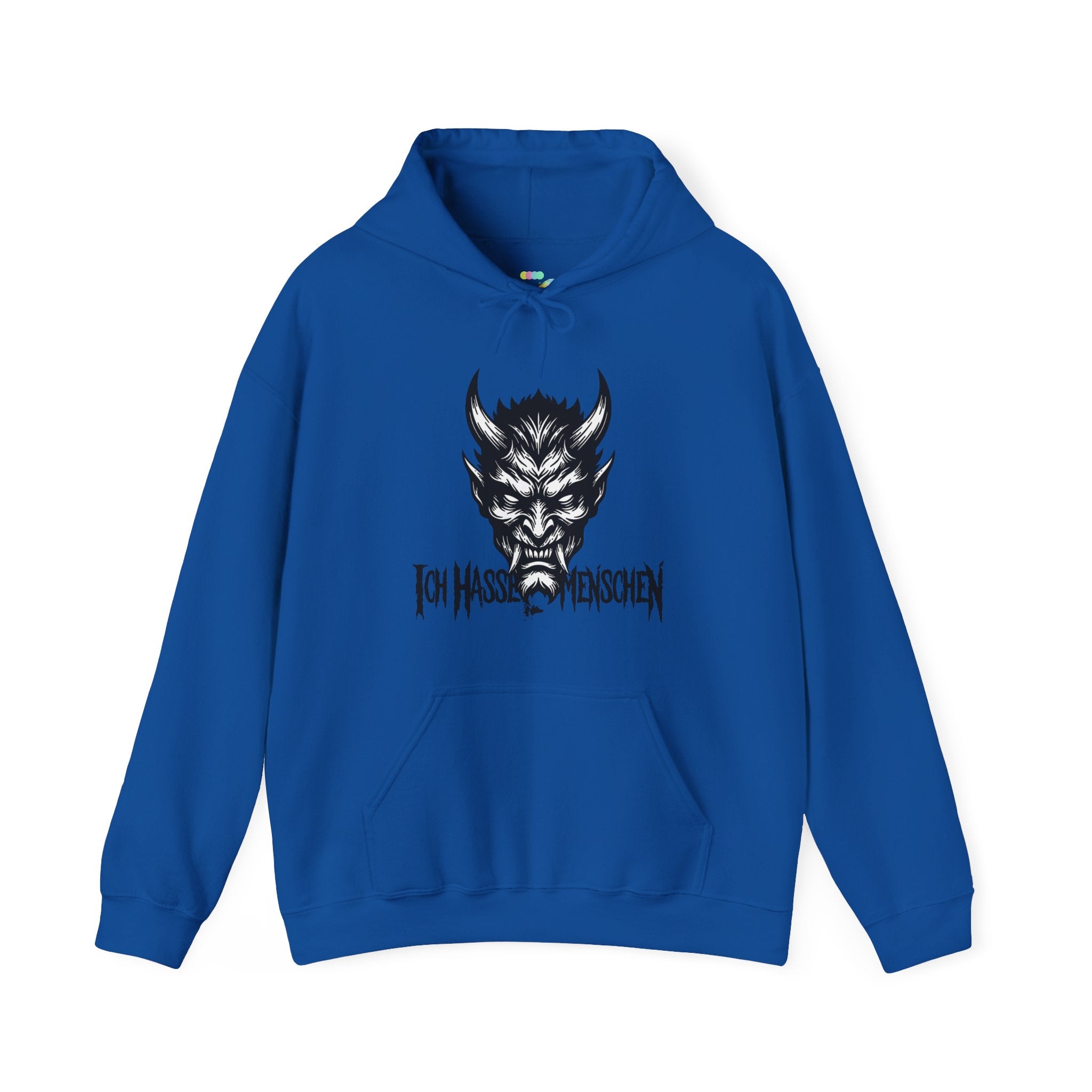 Devil Face Hoodie with 'Ich Hasse Menschen' Gothic Graphic