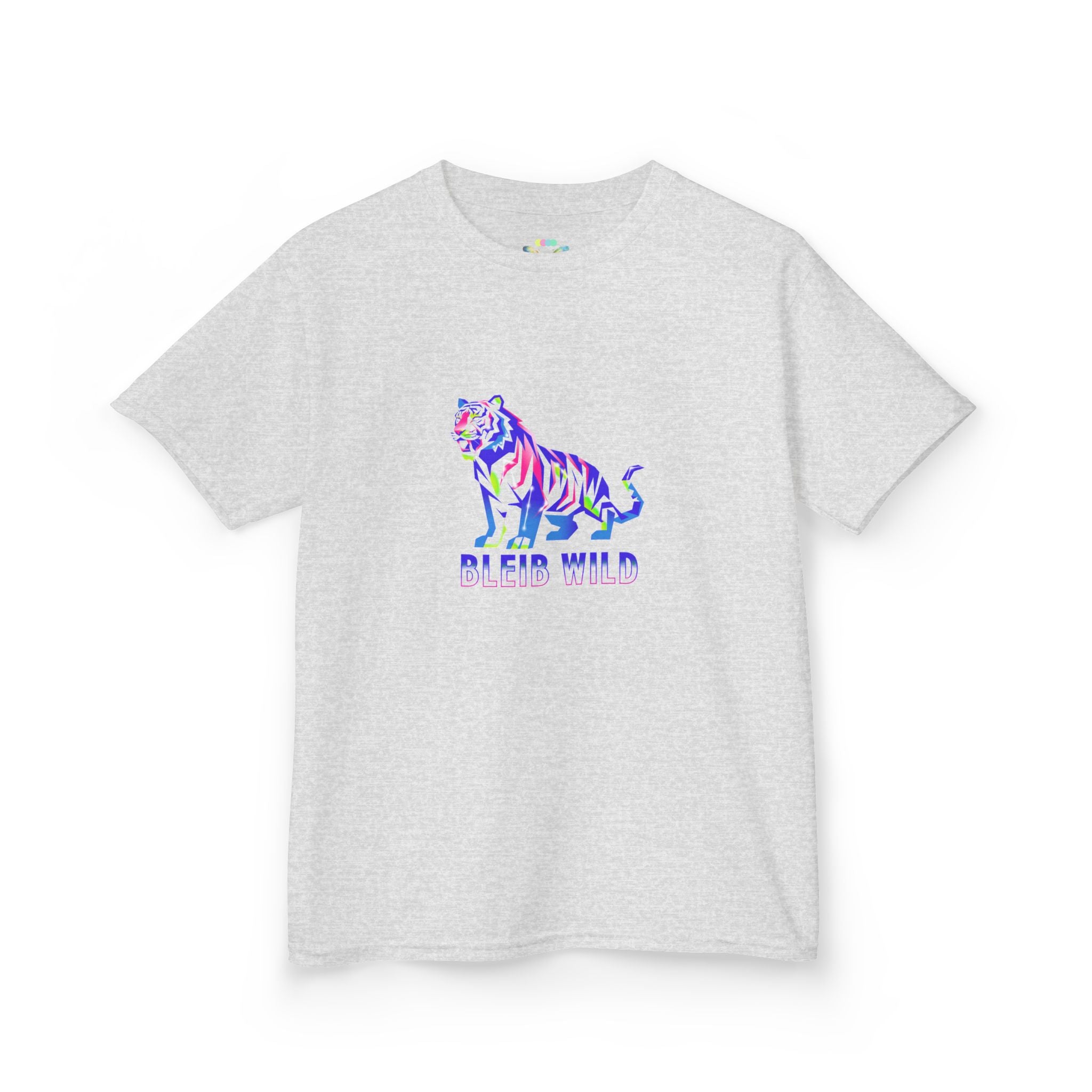 Ýouth Kids Tee — Colorful Tiger "Bleed Wild" Graphic