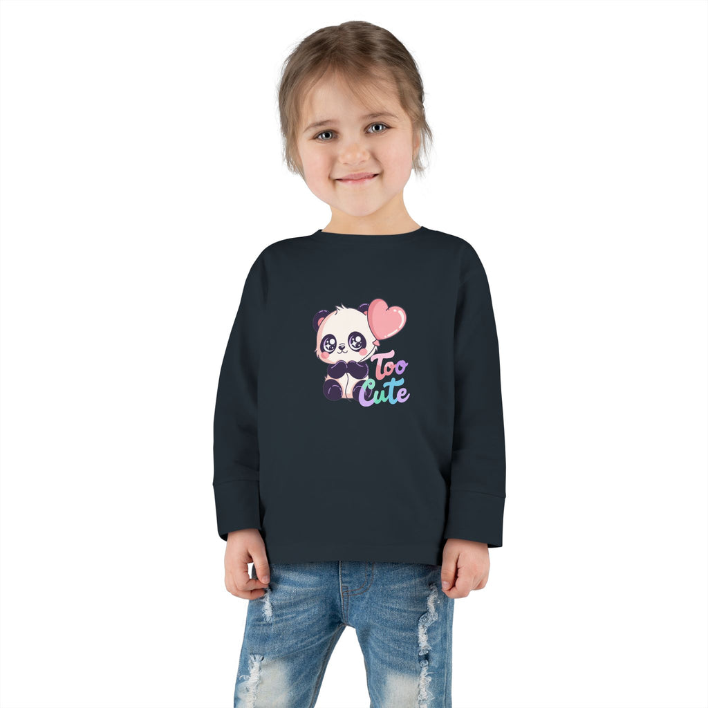 Toddler Tee — "Too Cute" Panda Heart Long-Sleeve
