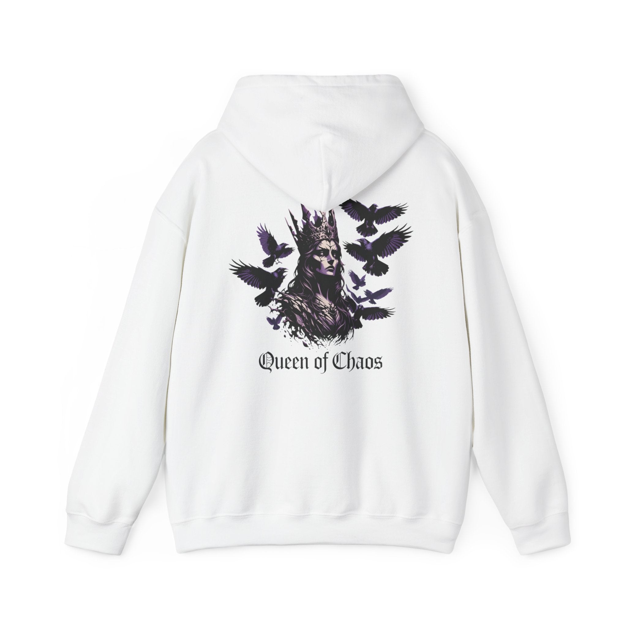 Queen of Chaos Hoodie — Gothic Crow Queen Graphic Hooded Sweatshirt