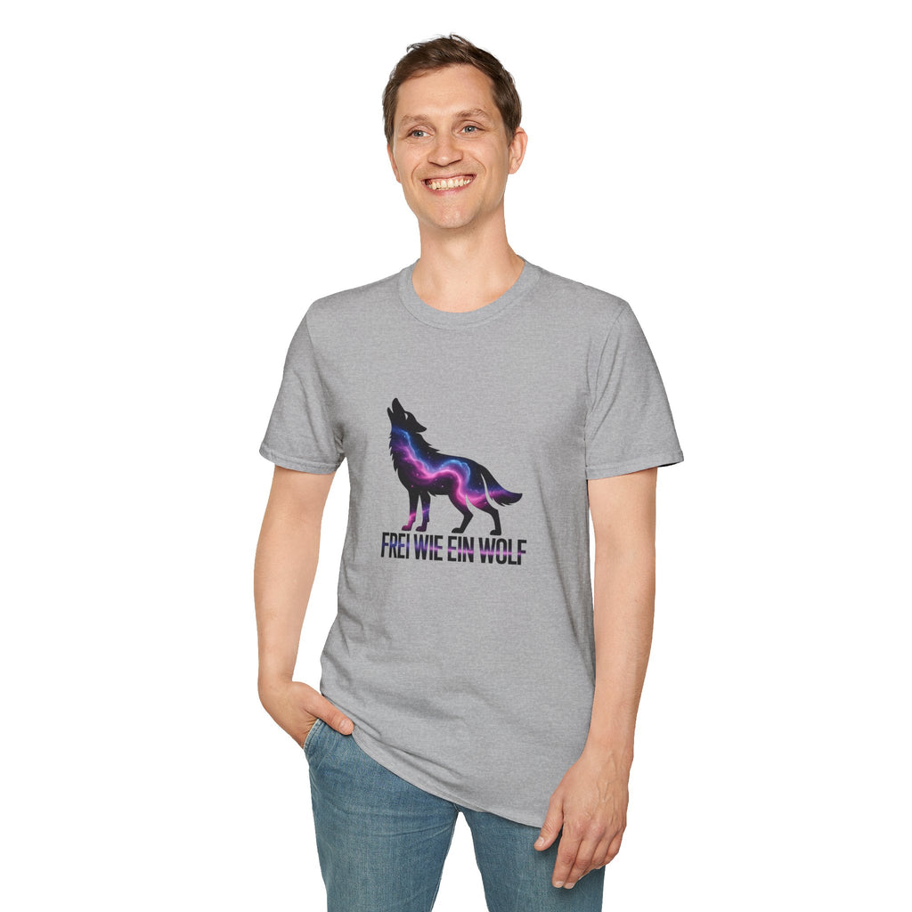 Wolf T-Shirt — 'Frei wie ein Wolf' Galaxy Silhouette Tee
