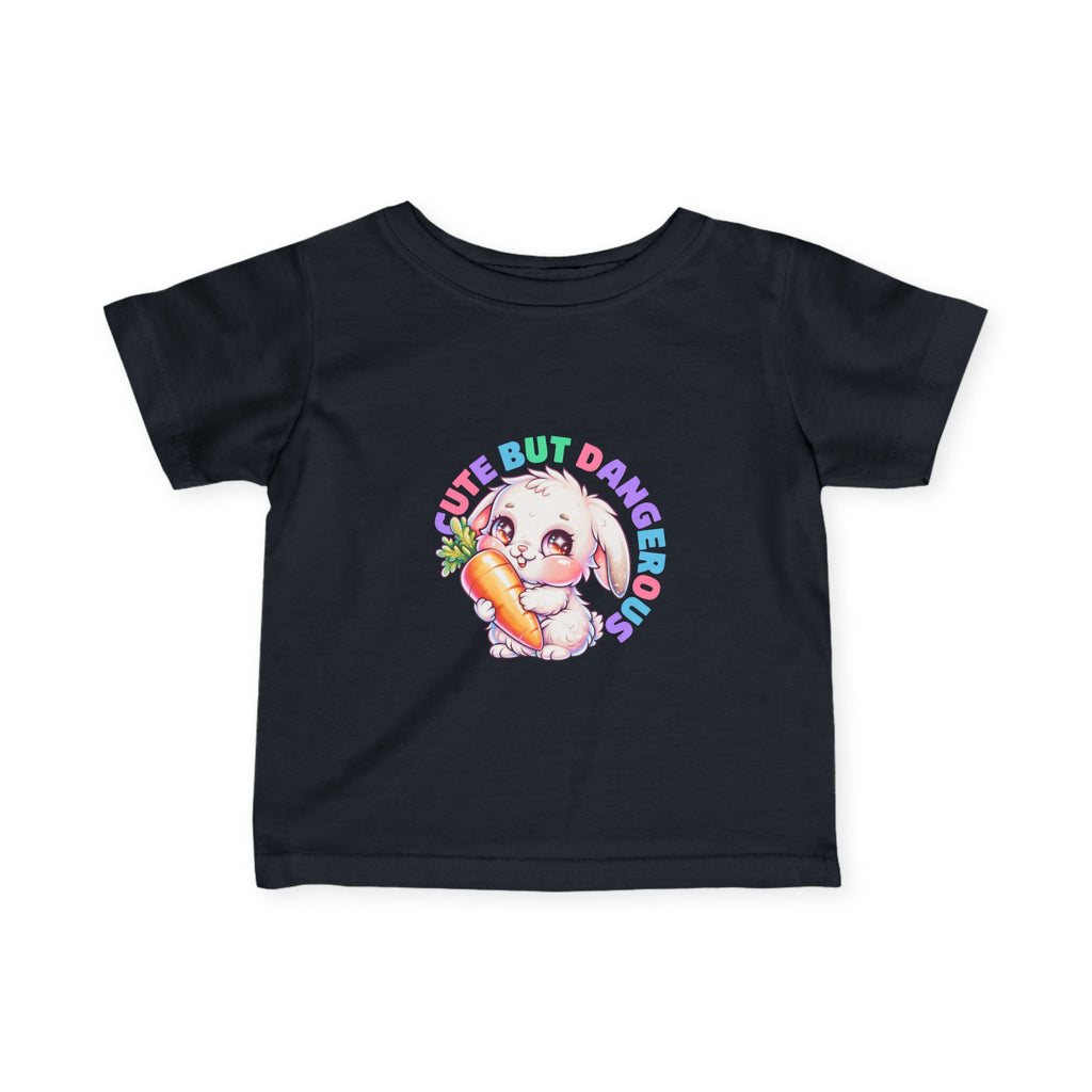 "Cute But Dangerous" Bunny Carrot Graphic Baby Shirt
