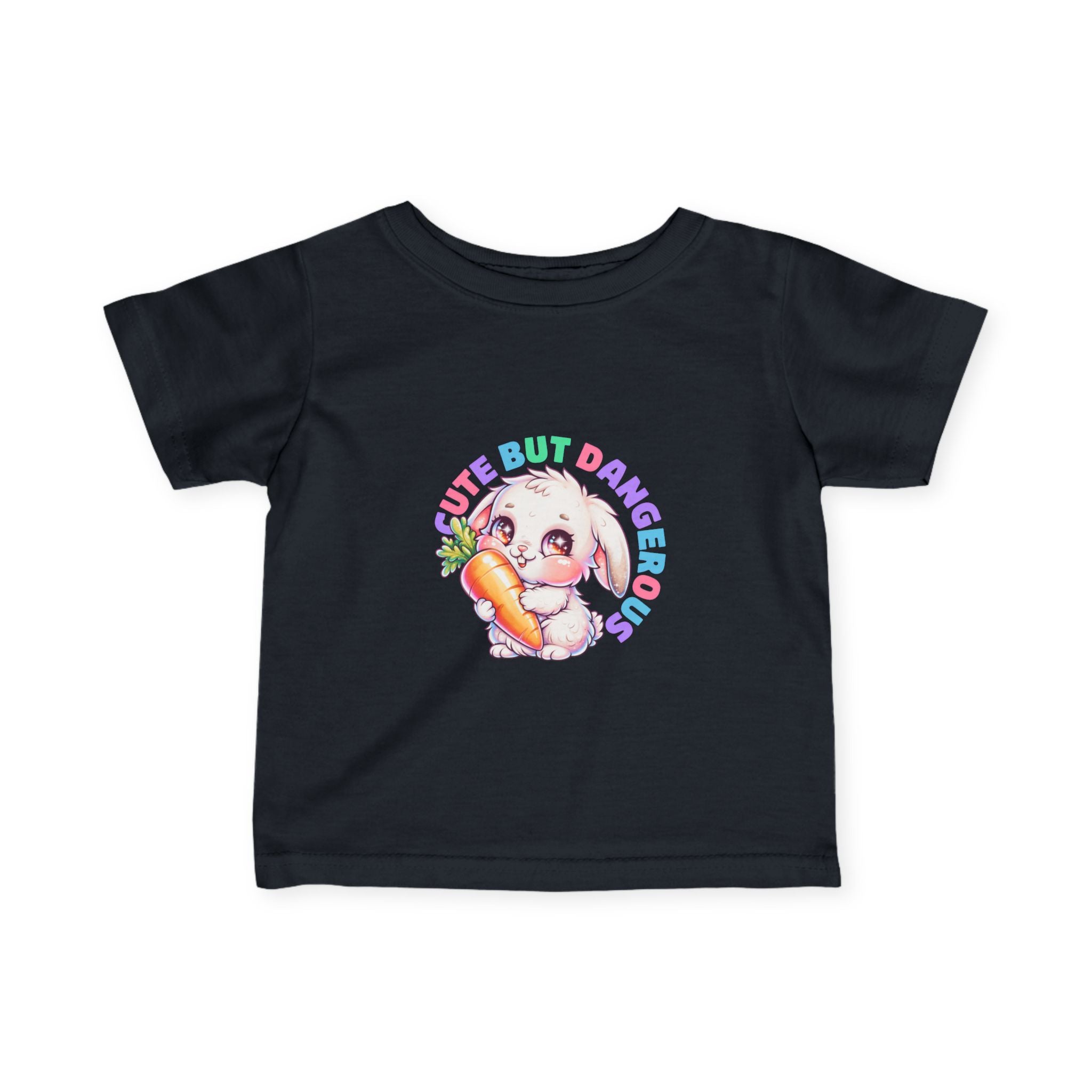 "Cute But Dangerous" Bunny Carrot Graphic Baby Shirt