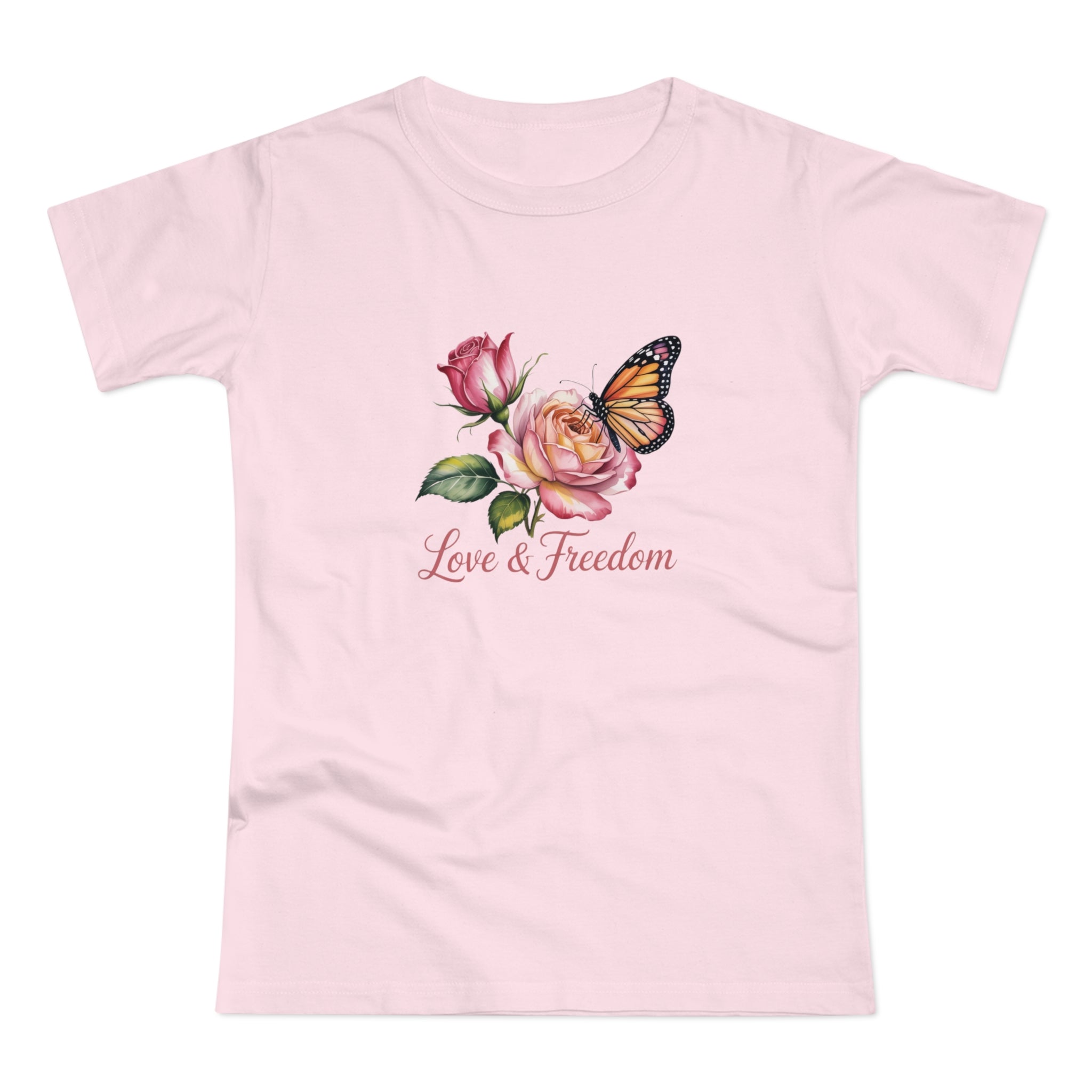 Love & Freedom Floral T-Shirt — Butterfly Rose Women's Tee