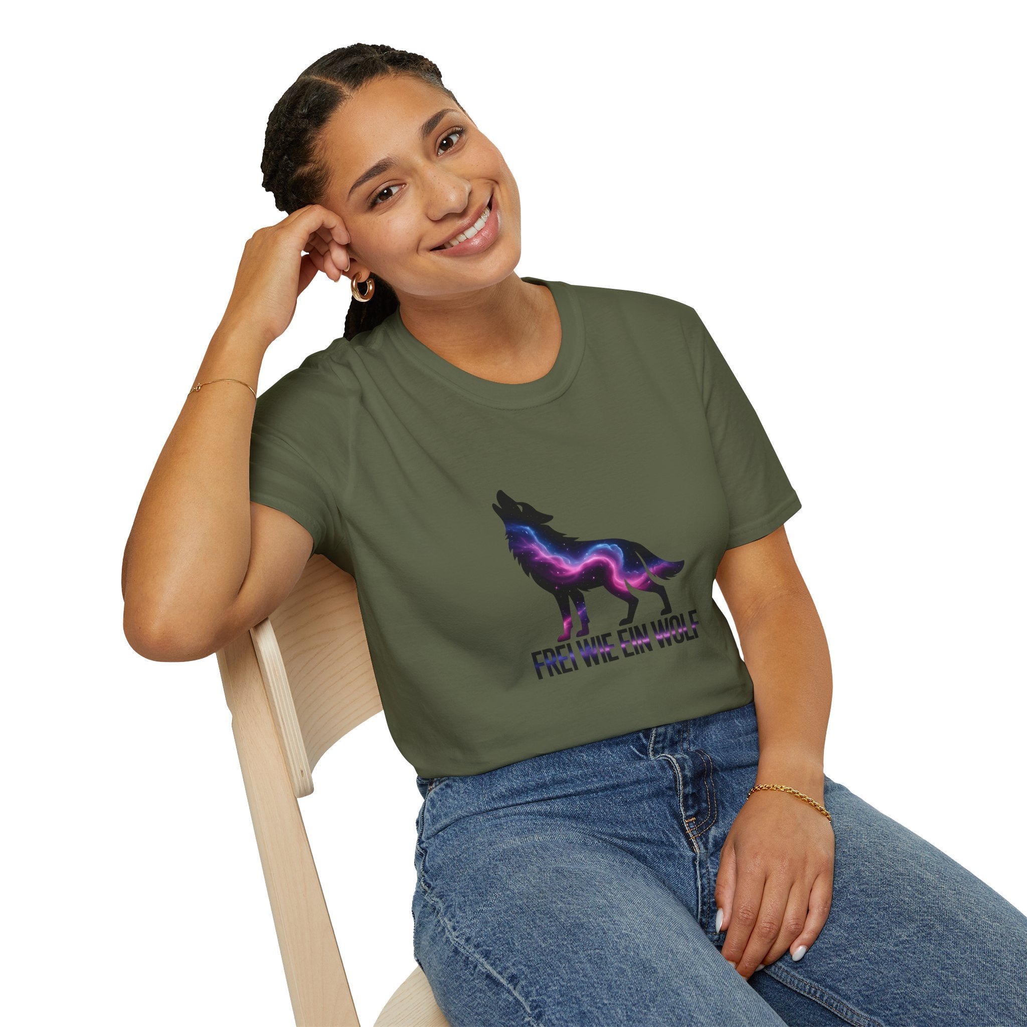 Wolf T-Shirt — 'Frei wie ein Wolf' Galaxy Silhouette Tee