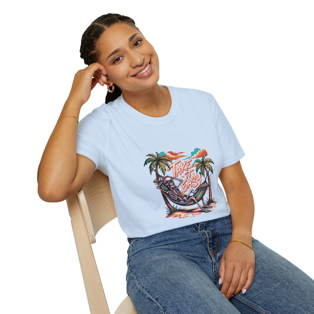 Take It Easy Beach T-Shirt — Hammock Palm Tree Vacation Tee