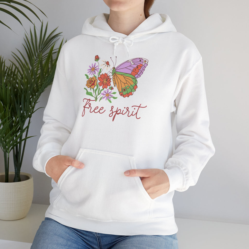 Free Spirit Butterfly Hoodie — Floral Boho Sweatshirt