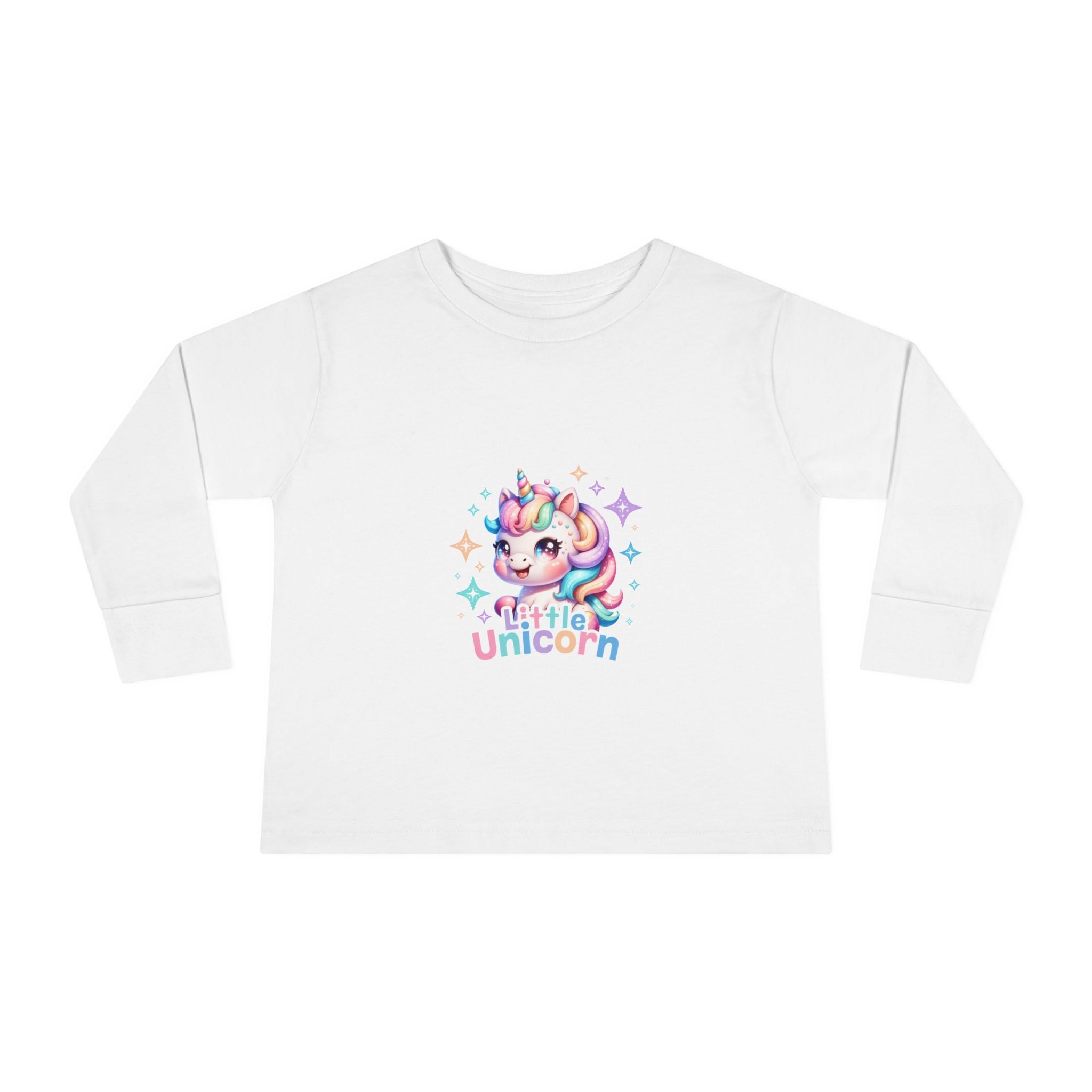 Toddler Long Sleeve Tee - Little Unicorn Cute Rainbow Graphic
