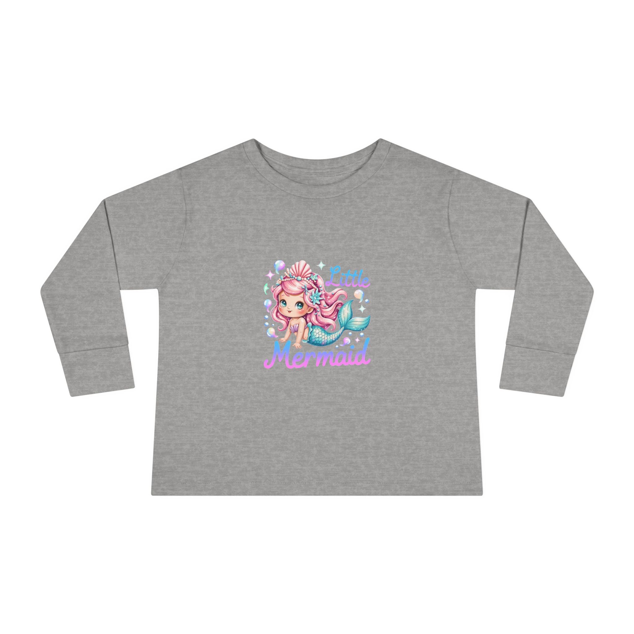 Little Mermaid Toddler Long Sleeve Tee — Cute Pink Mermaid Graphic