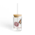 16oz Sipper Glass - 'Love & Freedom' Rose with Butterfly Travel Tumbler