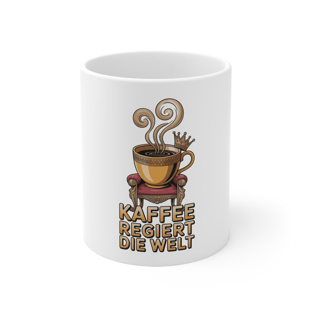 Keramik Tasse – 'Kaffee regiert die Welt' Crown 300ml