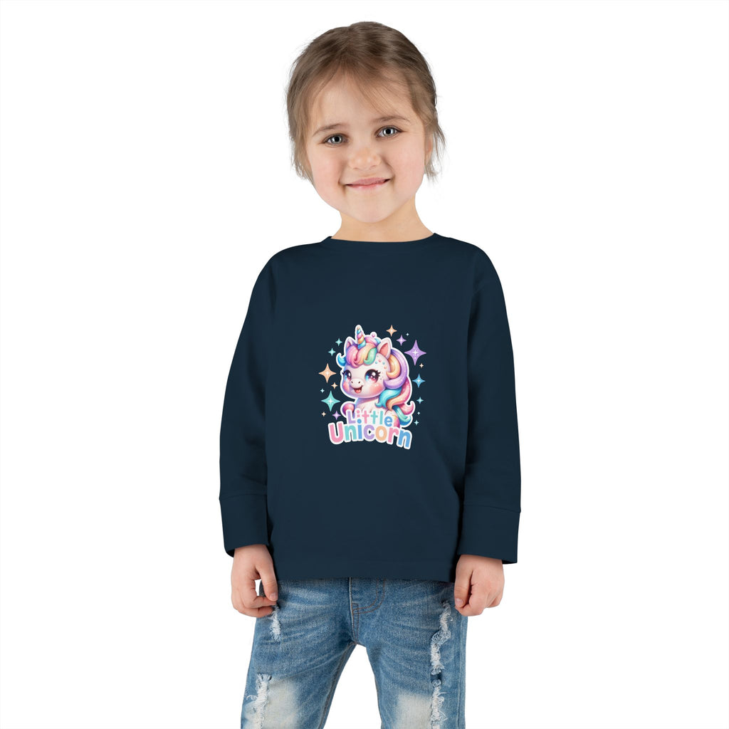 Toddler Long Sleeve Tee - Little Unicorn Cute Rainbow Graphic