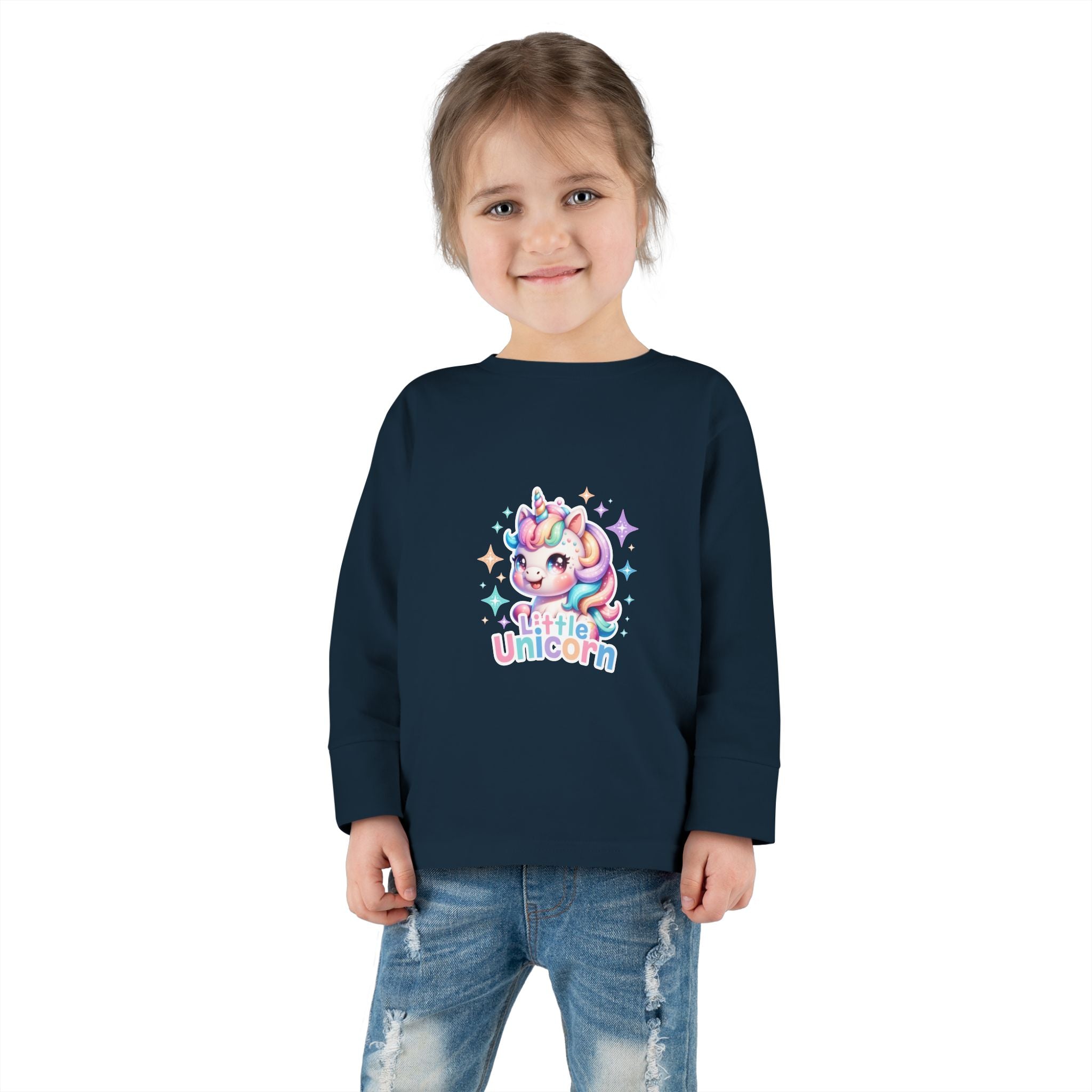 Toddler Long Sleeve Tee - Little Unicorn Cute Rainbow Graphic