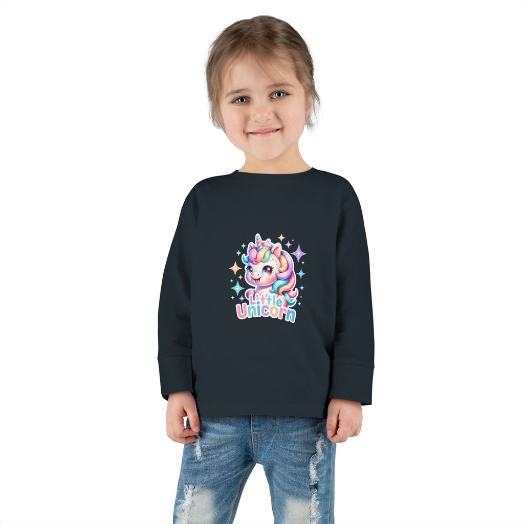 Toddler Long Sleeve Tee - Little Unicorn Cute Rainbow Graphic