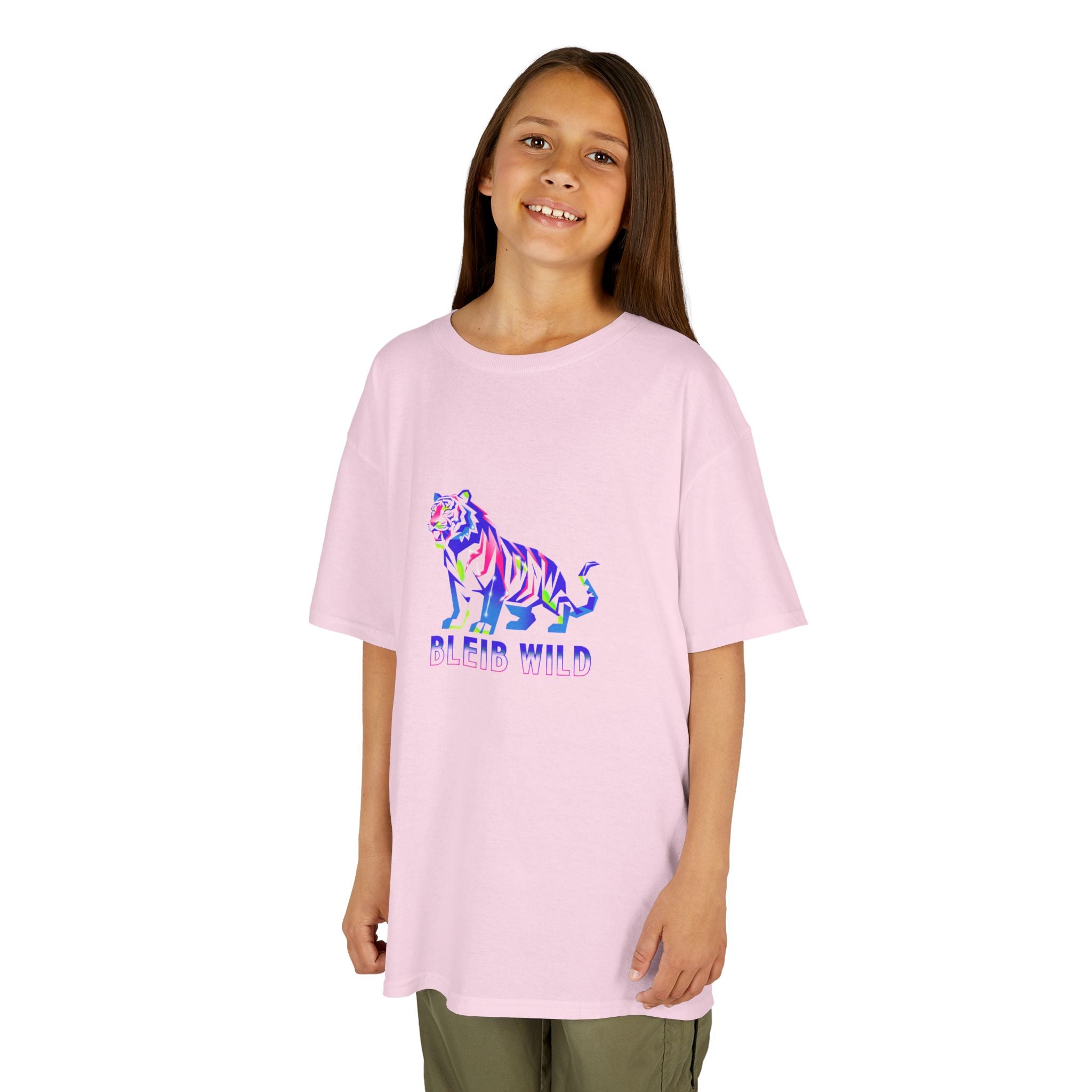 Ýouth Kids Tee — Colorful Tiger "Bleed Wild" Graphic