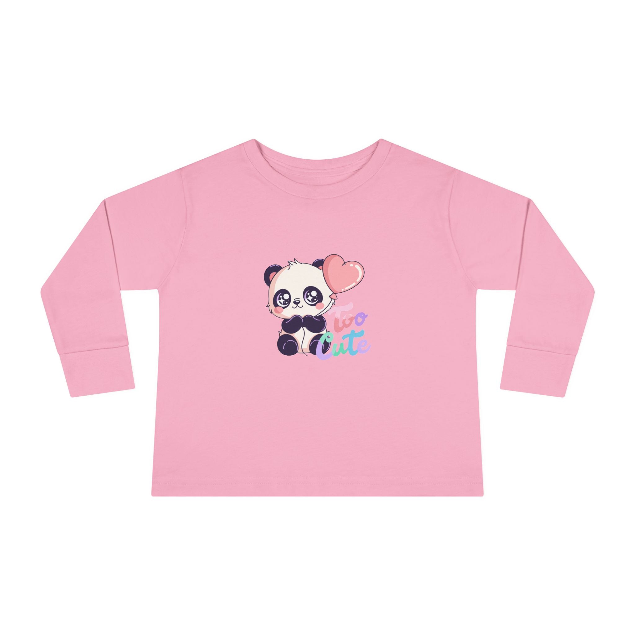 Toddler Tee — "Too Cute" Panda Heart Long-Sleeve