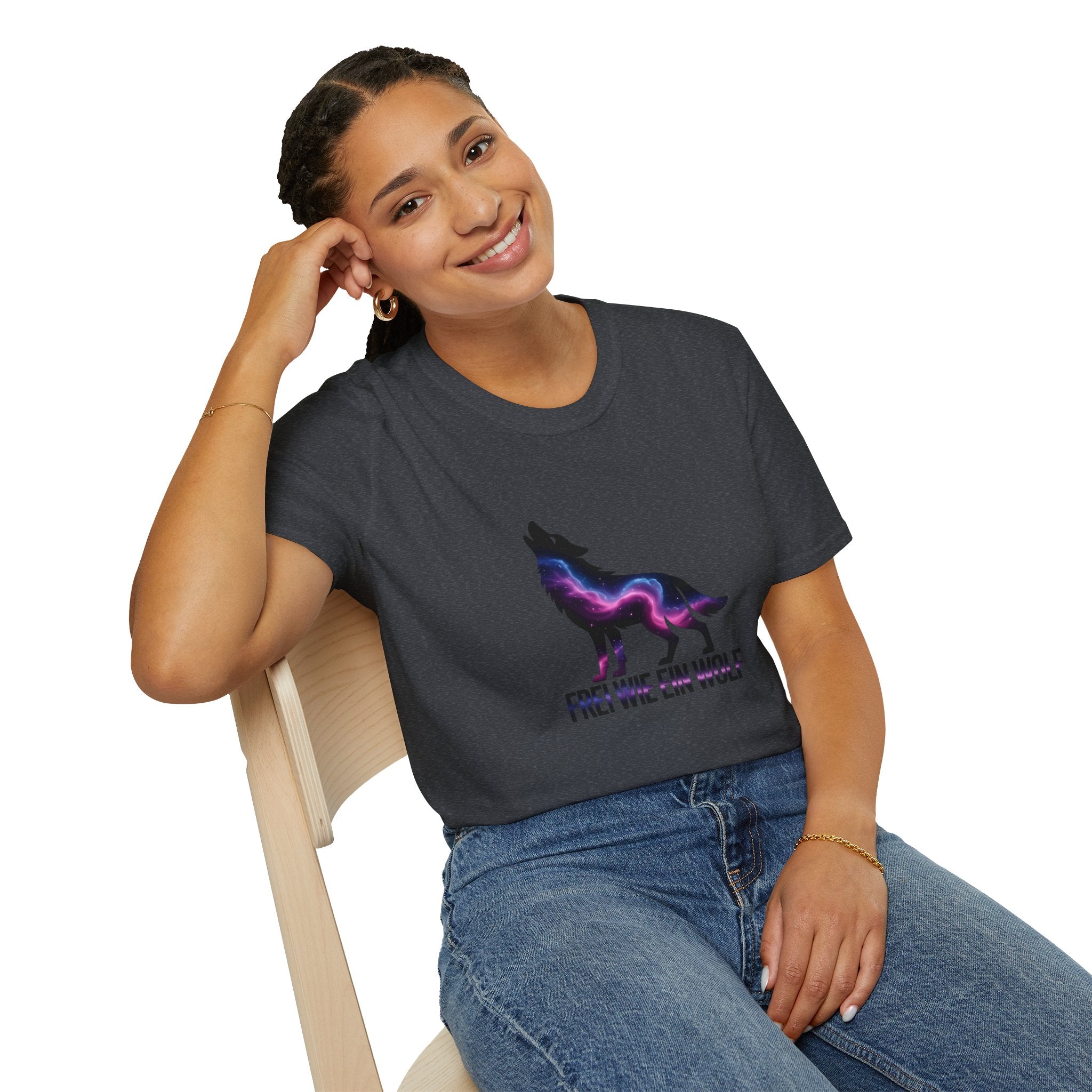 Wolf T-Shirt — 'Frei wie ein Wolf' Galaxy Silhouette Tee