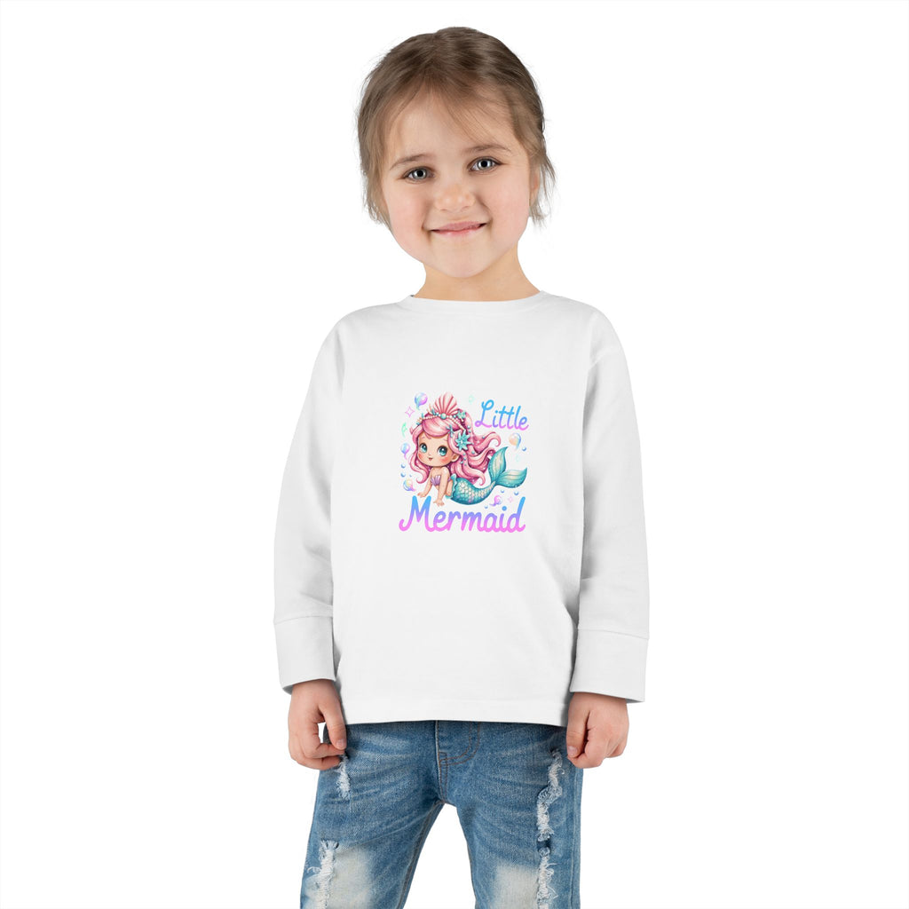 Little Mermaid Toddler Long Sleeve Tee — Cute Pink Mermaid Graphic
