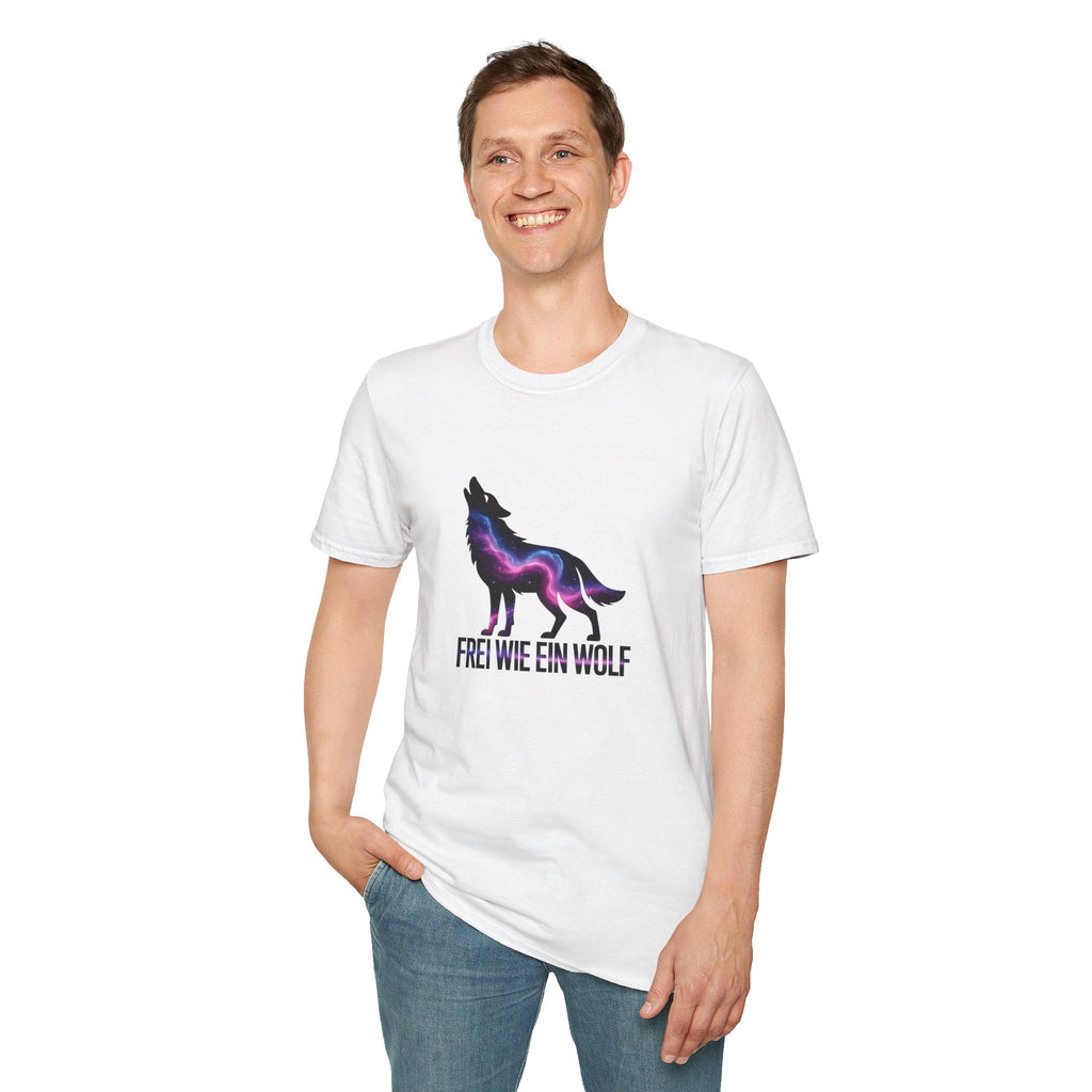 Wolf T-Shirt — 'Frei wie ein Wolf' Galaxy Silhouette Tee