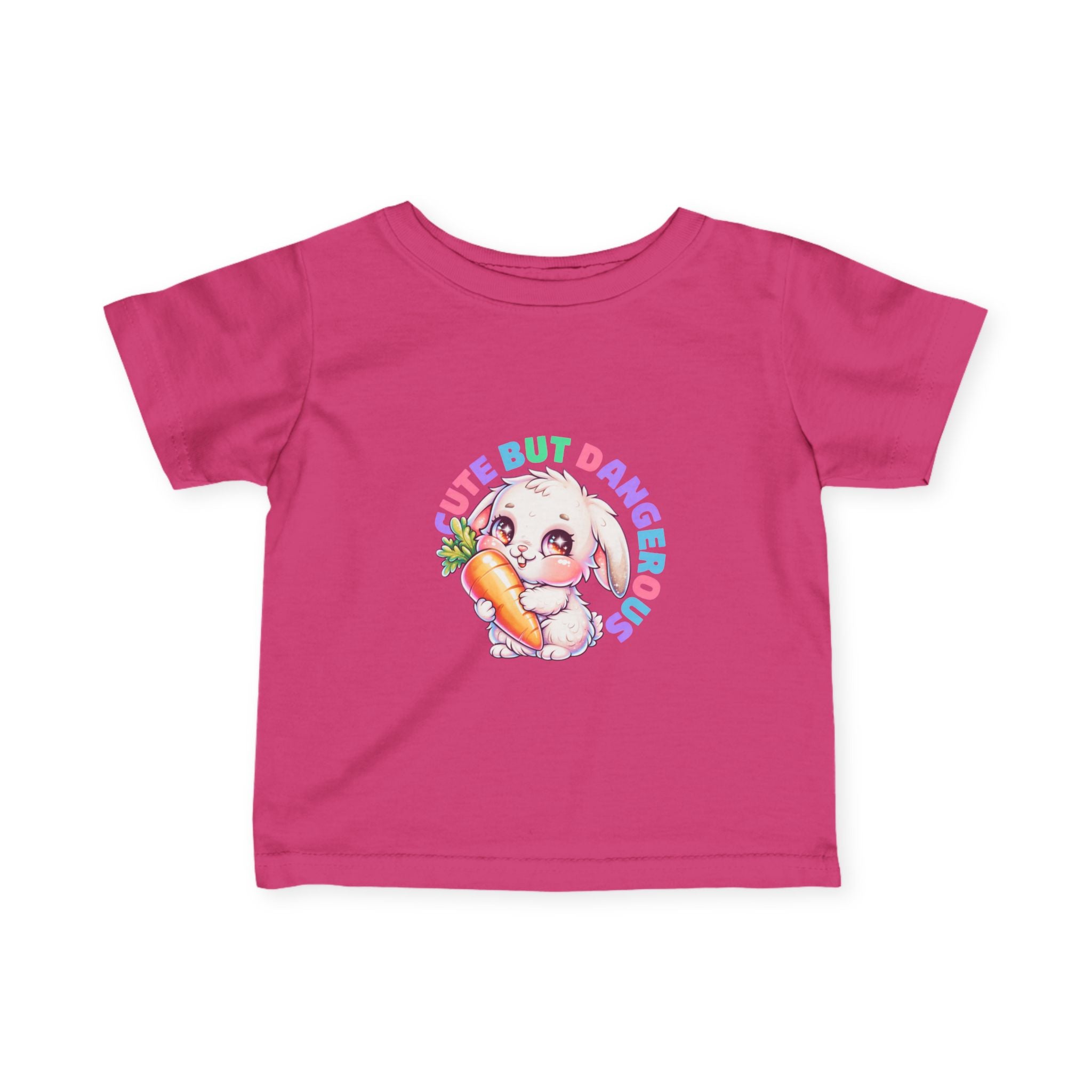 "Cute But Dangerous" Bunny Carrot Graphic Baby Shirt