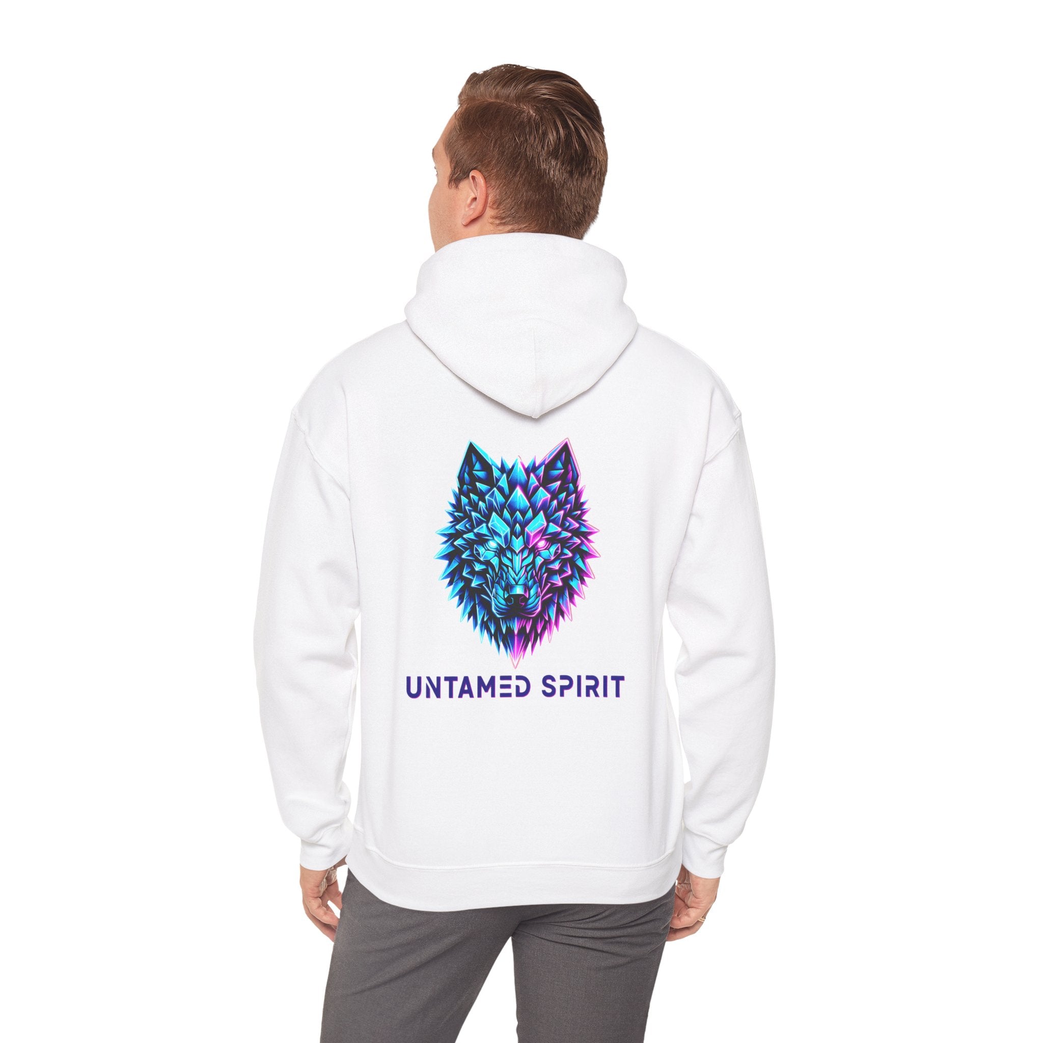 Untamed Spirit Wolf Hoodie — Neon Geometric Wolf Graphic Sweatshirt