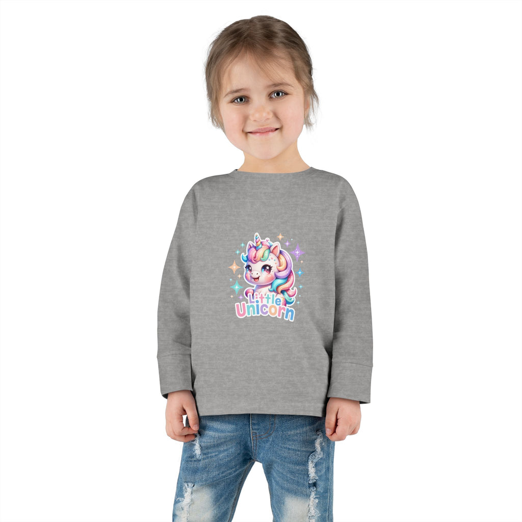 Toddler Long Sleeve Tee - Little Unicorn Cute Rainbow Graphic