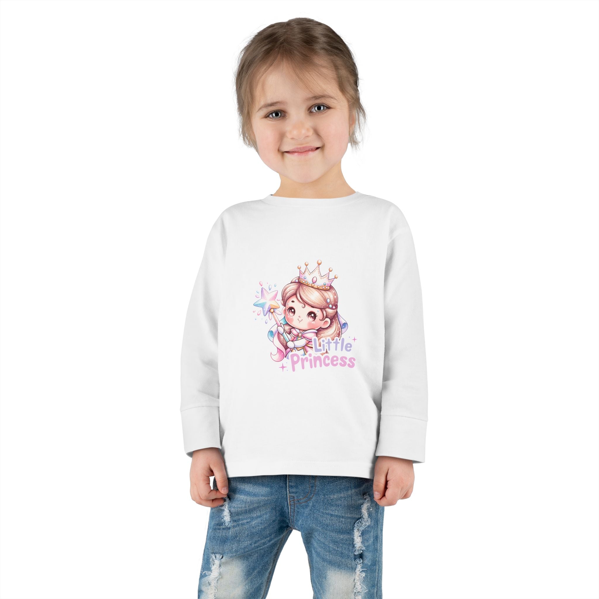 Little Princess Toddler Long Sleeve Tee — Cute Crowned Fairy Design