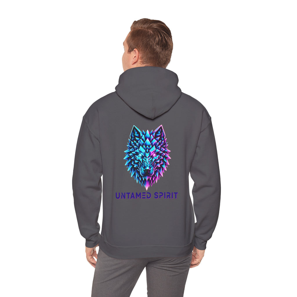 Untamed Spirit Wolf Hoodie — Neon Geometric Wolf Graphic Sweatshirt