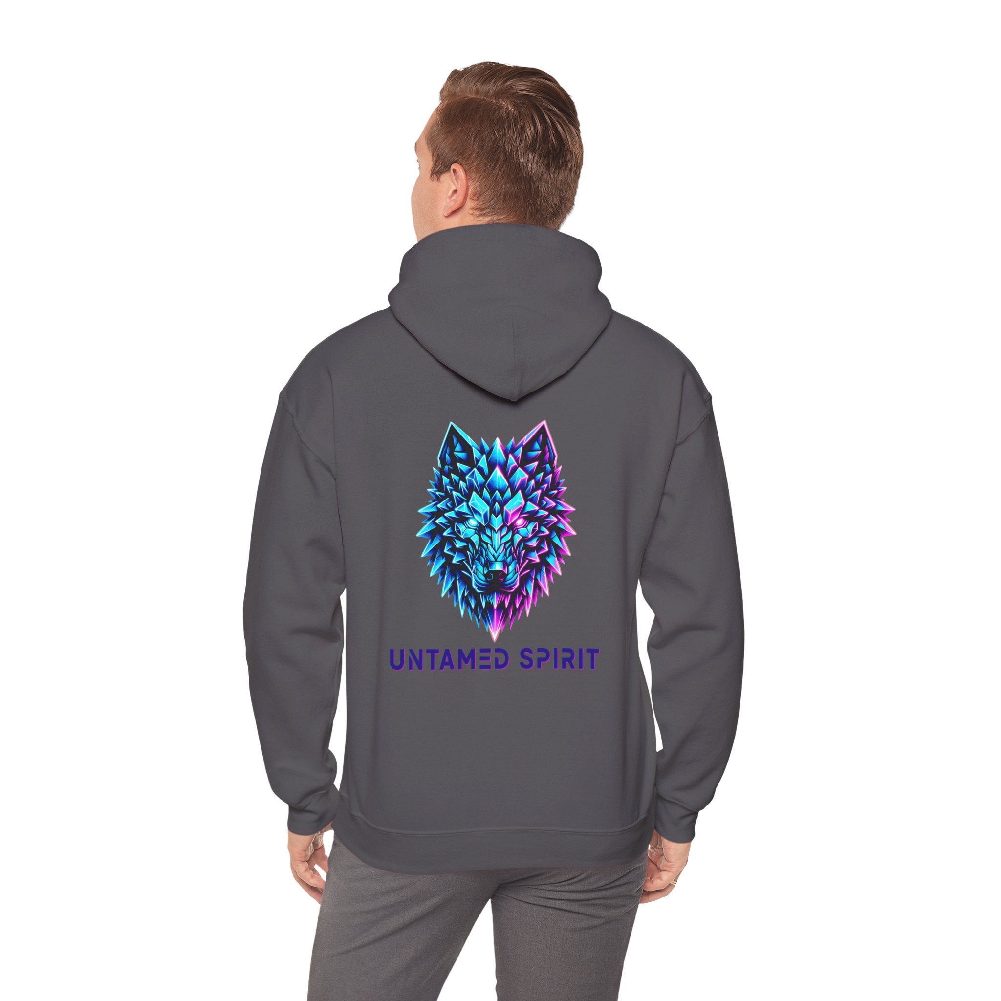 Untamed Spirit Wolf Hoodie — Neon Geometric Wolf Graphic Sweatshirt